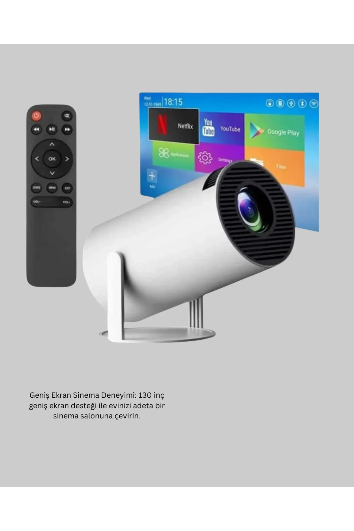Full Hd 4k Destekli Akıllı Projeksiyon – 130 İnç Ekran, Uzun Ömürlü Ampul Ve Çoklu Giriş - Just Cheap Store Görsel 5