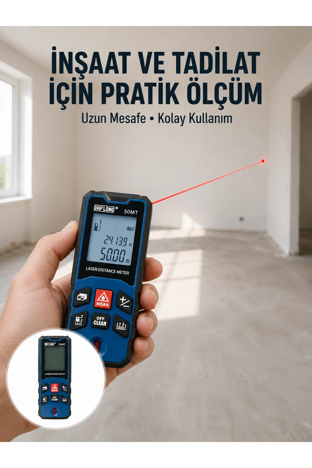 Dijital Lazer Mesafe Ölçüm Cihazı İnşaat Ve Ev Kullanımı Yeni Nesil