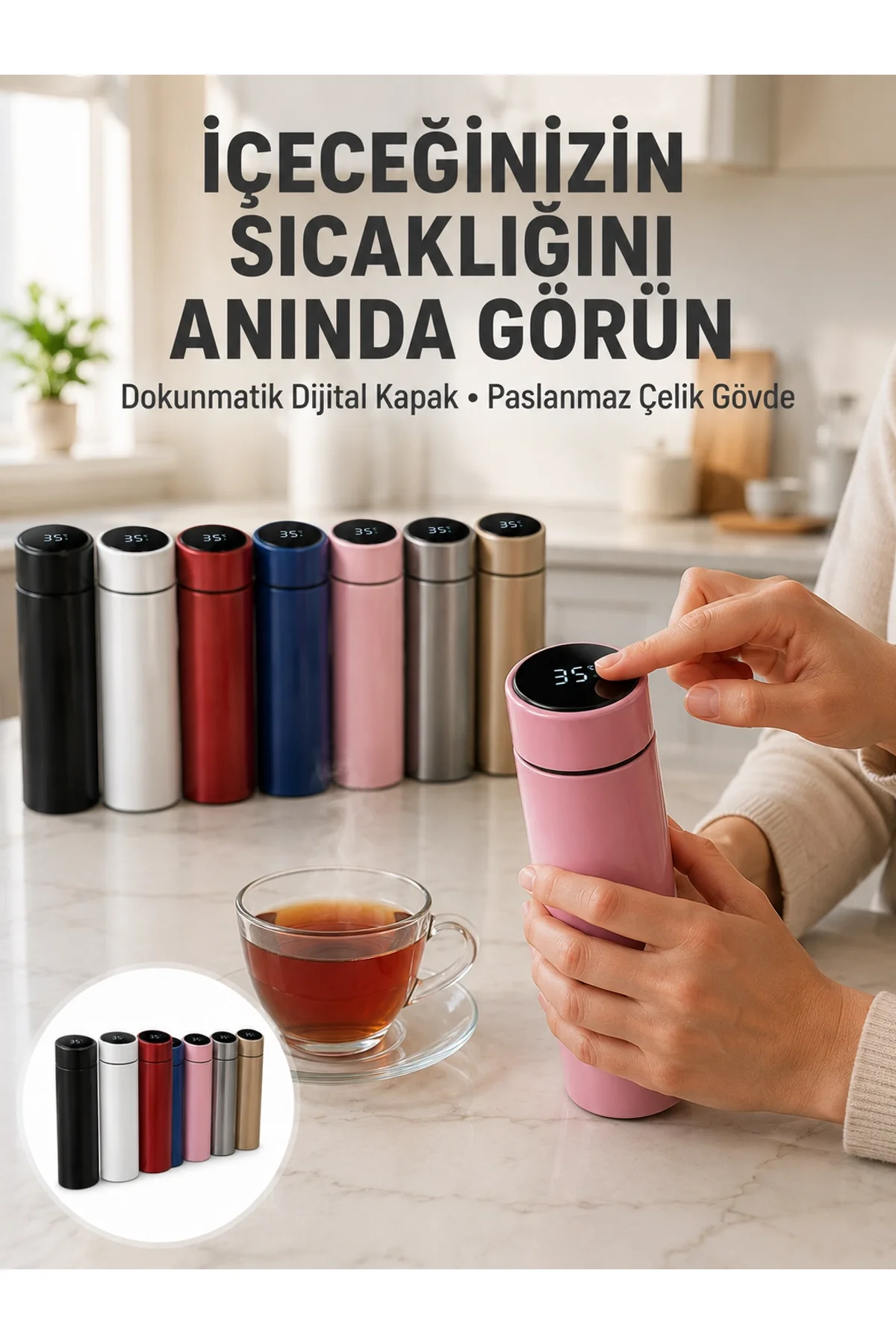 Yüksek Isı Korumasına Sahip Taşınabilir Çelik Termos Yeni Nesil