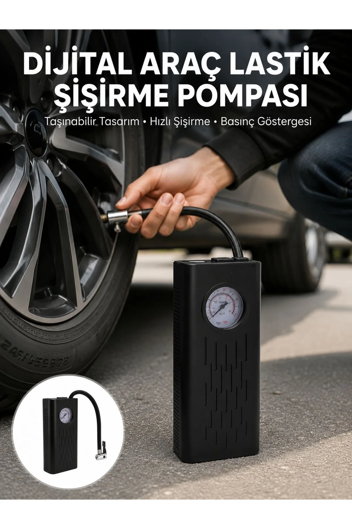 Type-c Şarjlı Güçlü Elektrikli Kompresör Motosiklet Oto Bisiklet İçin Yeni Nesil