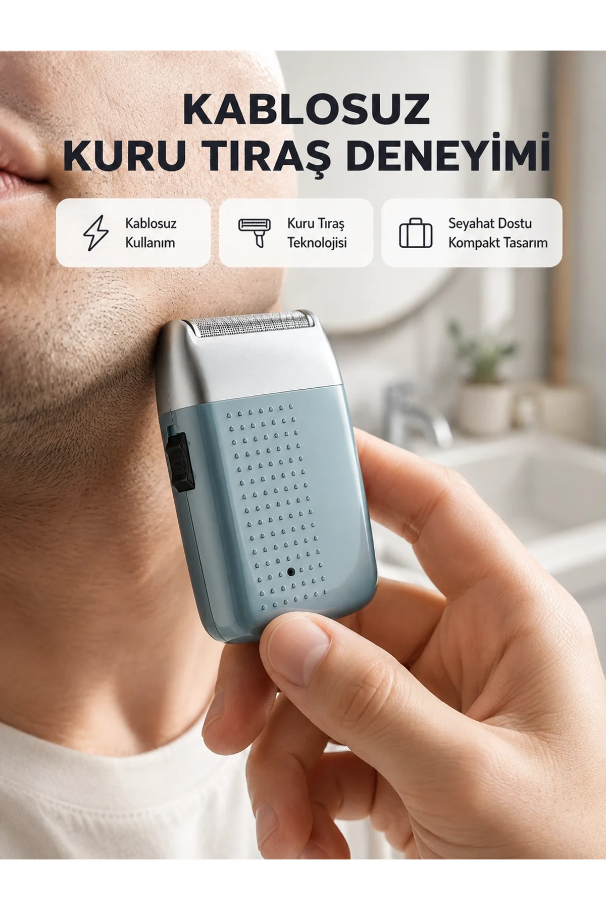 Şarjlı Kuru Kullanım Tıraş Makinesi – Kablosuz, Taşınabilir