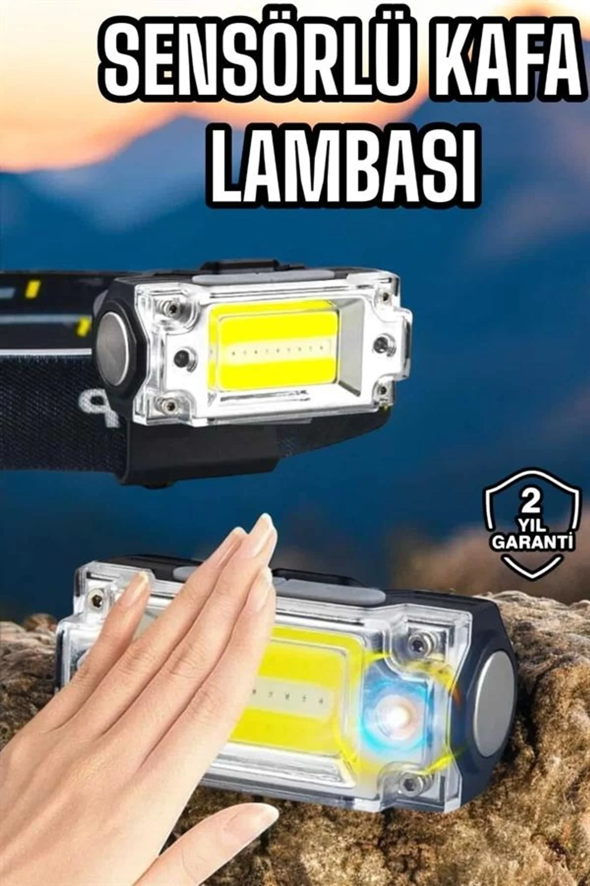 Beyaz Led Işık Sensörlü Kafa Lambası Lityum Batarya Led El Fenerli Şarjlı - Just Cheap Store Görsel 2