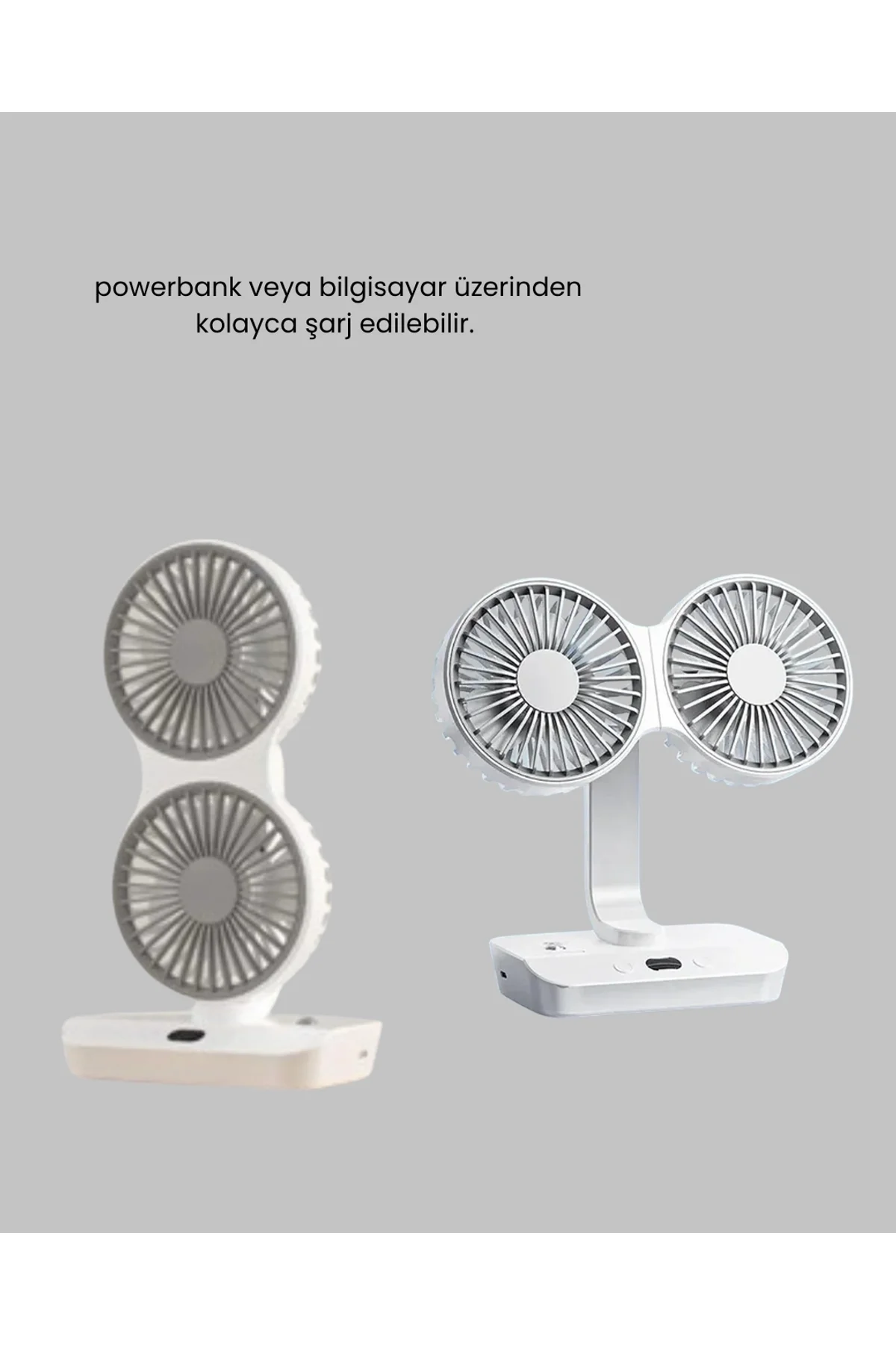 Kablosuz Usb Şarjlı 720° Döner Masaüstü Fan – Çift Taraflı Serinlik Ve Gece Lambası - Just Cheap Store Görsel 4