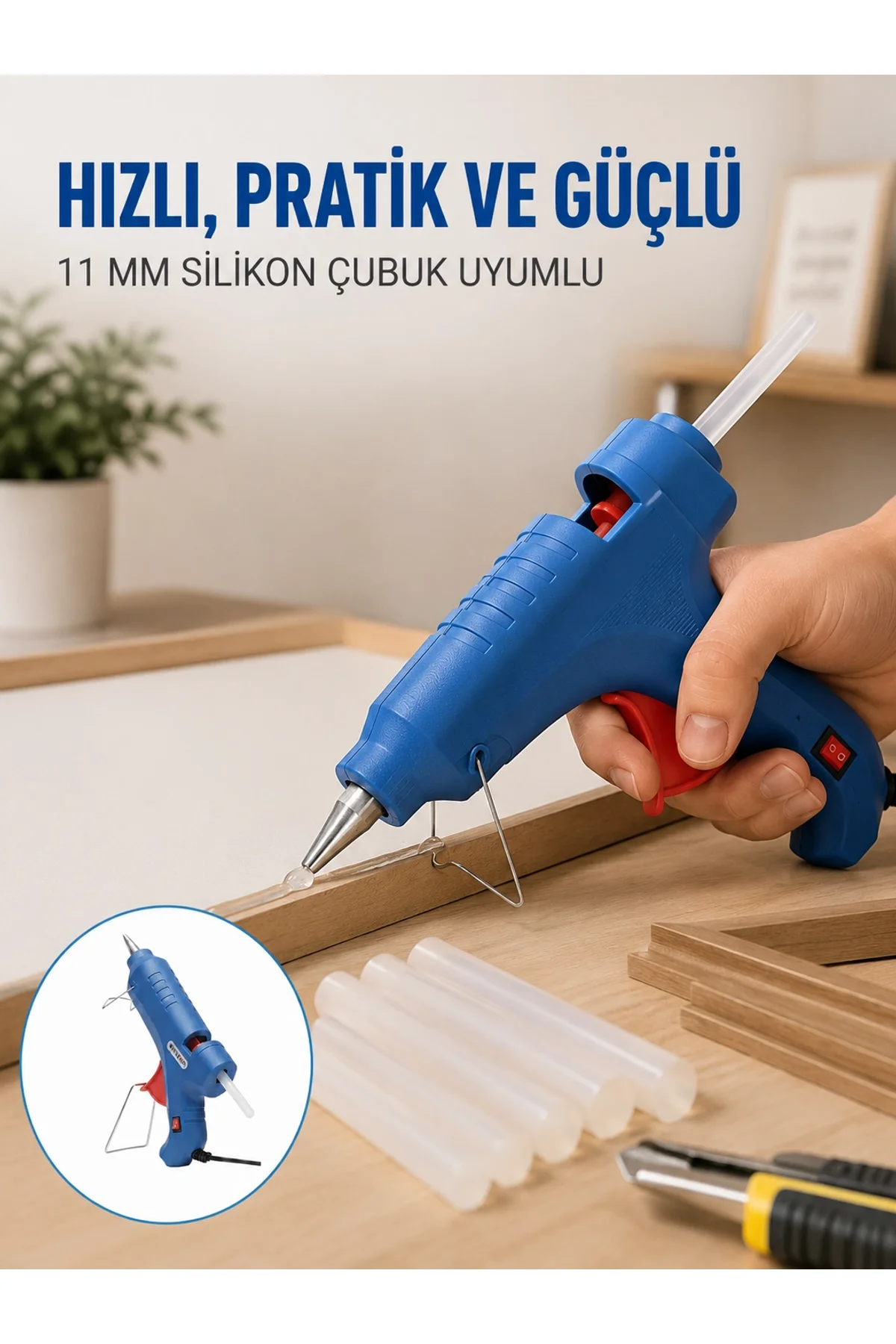 40w Sıcak Silikon Tabancası 5 Silikon Hediyeli Dayanıklı Tasarım Yeni Nesil