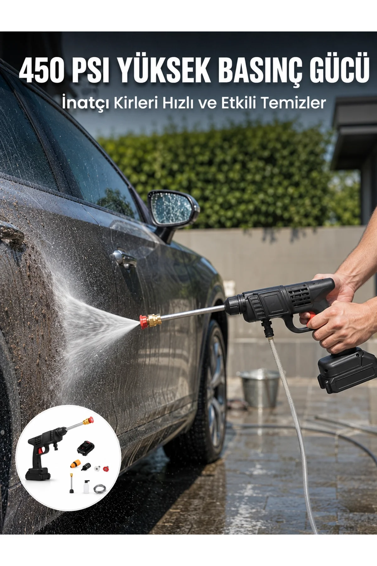 Kablosuz Taşınabilir Basınçlı Yıkama Tabancası Köpük Şişeli