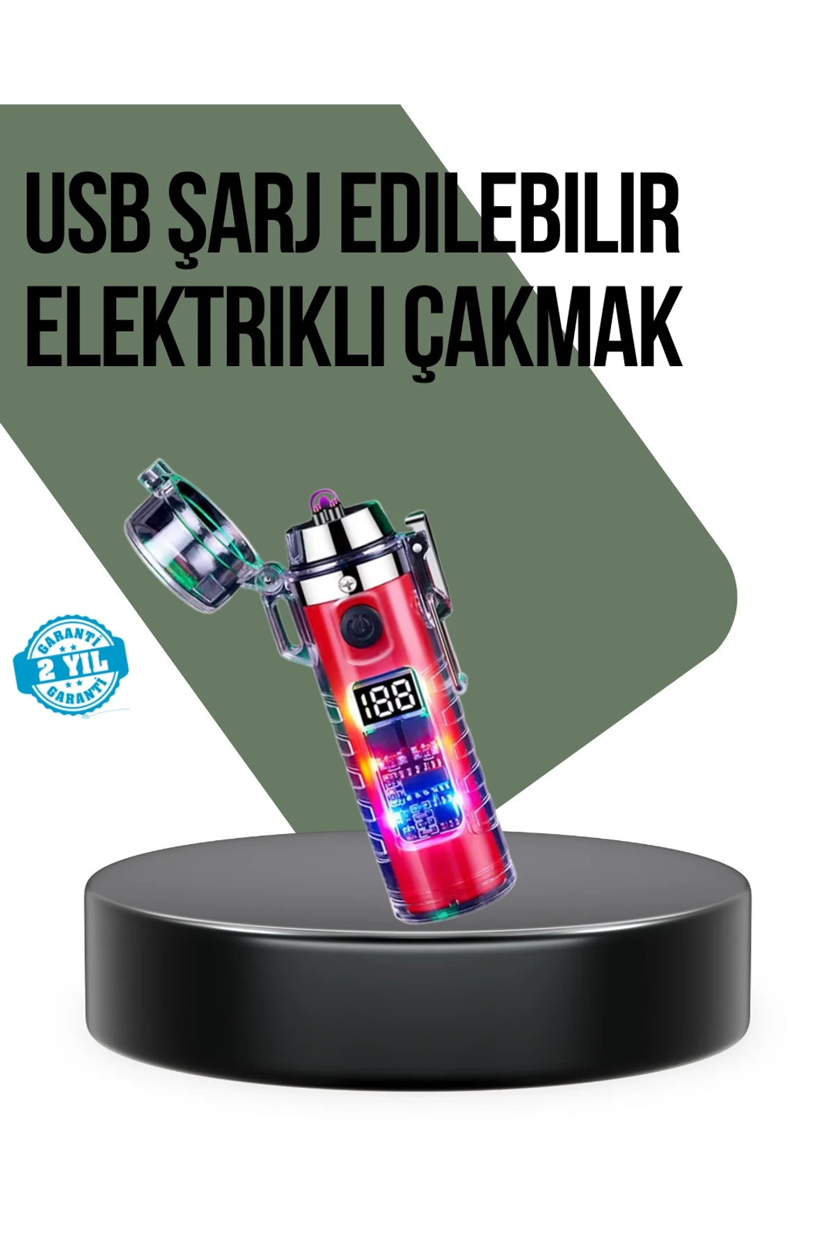 Güç Göstergeli Şarjlı Fenerli Usb Elektrikli Çakmak