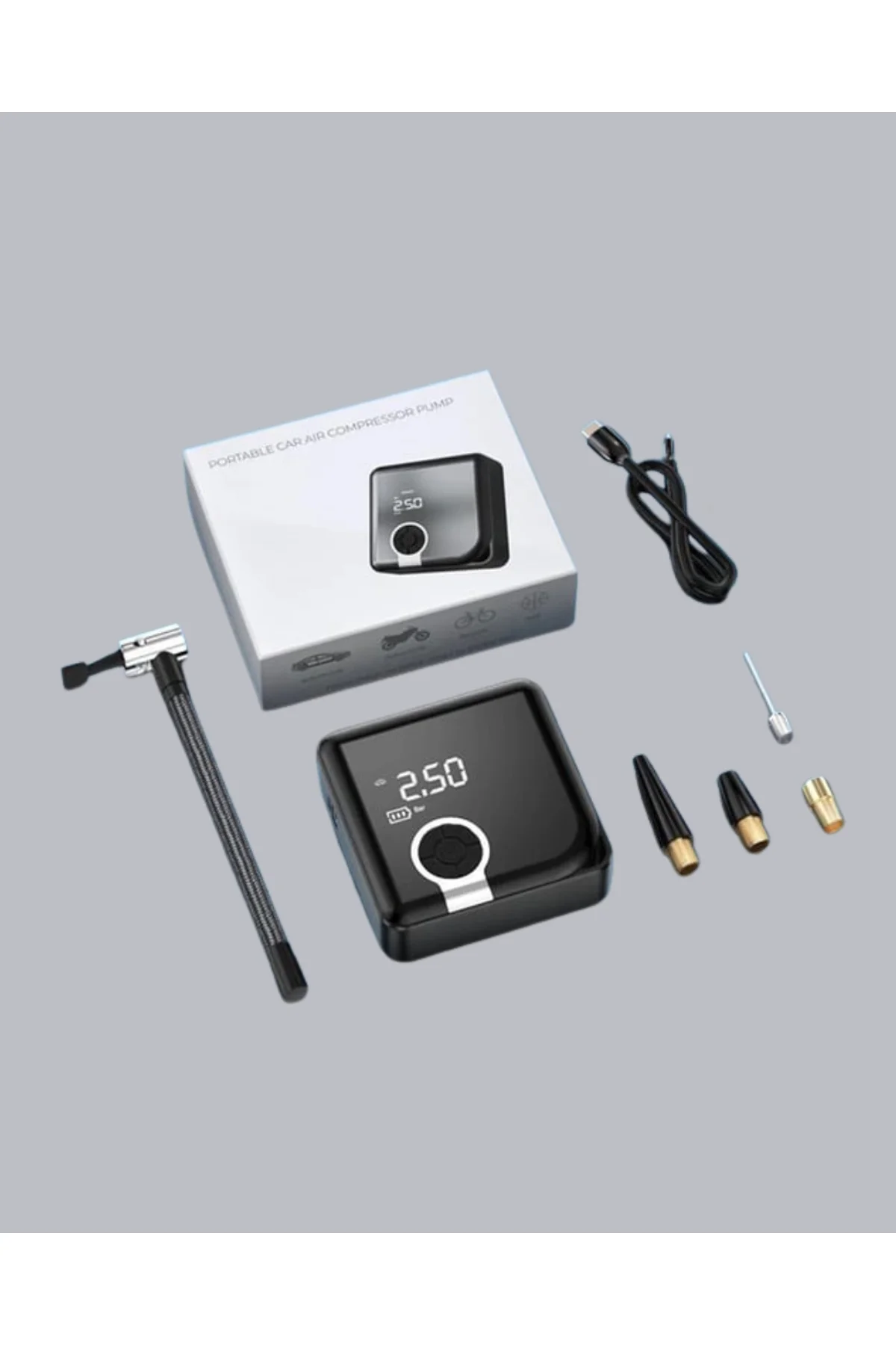 Kompakt Tasarımlı Led Işıklı Taşınabilir Diyafram Tip Kompresör Yeni Nesil - Just Cheap Store Görsel 2