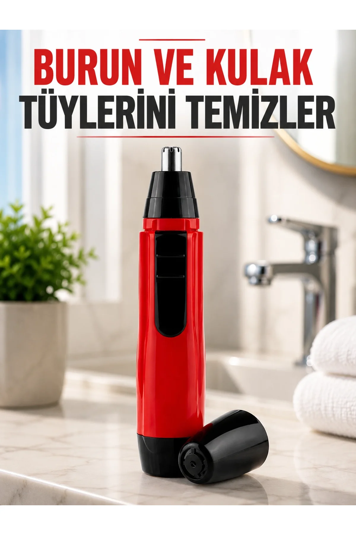 Kulak Burun Tüy Temizleme Makinası Pilli Kırmızı Ergonomik Yeni Nesil