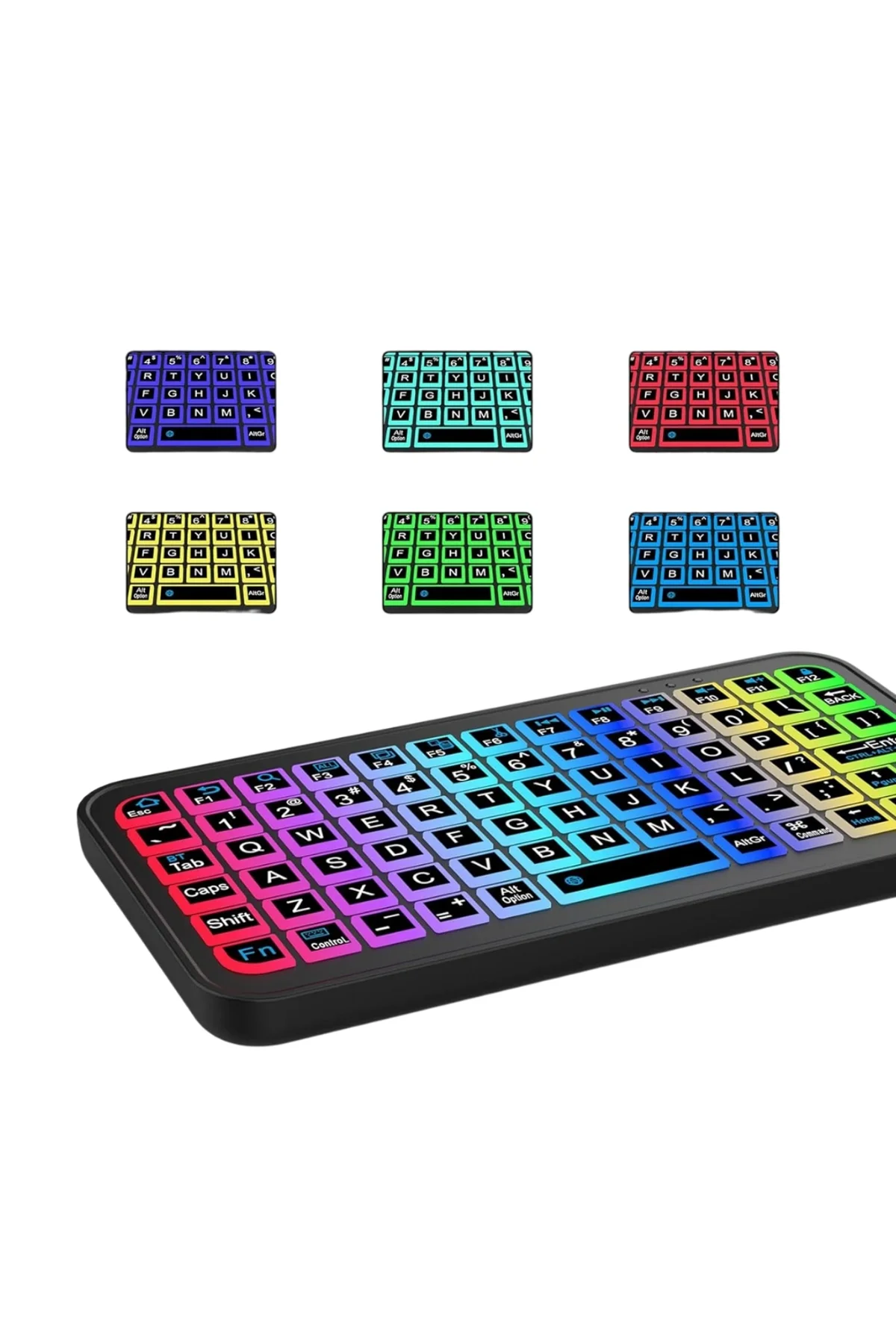 Kompakt Siyah Rgb Işıklı Bluetooth Mini Klavye - Just Cheap Store Görsel 3