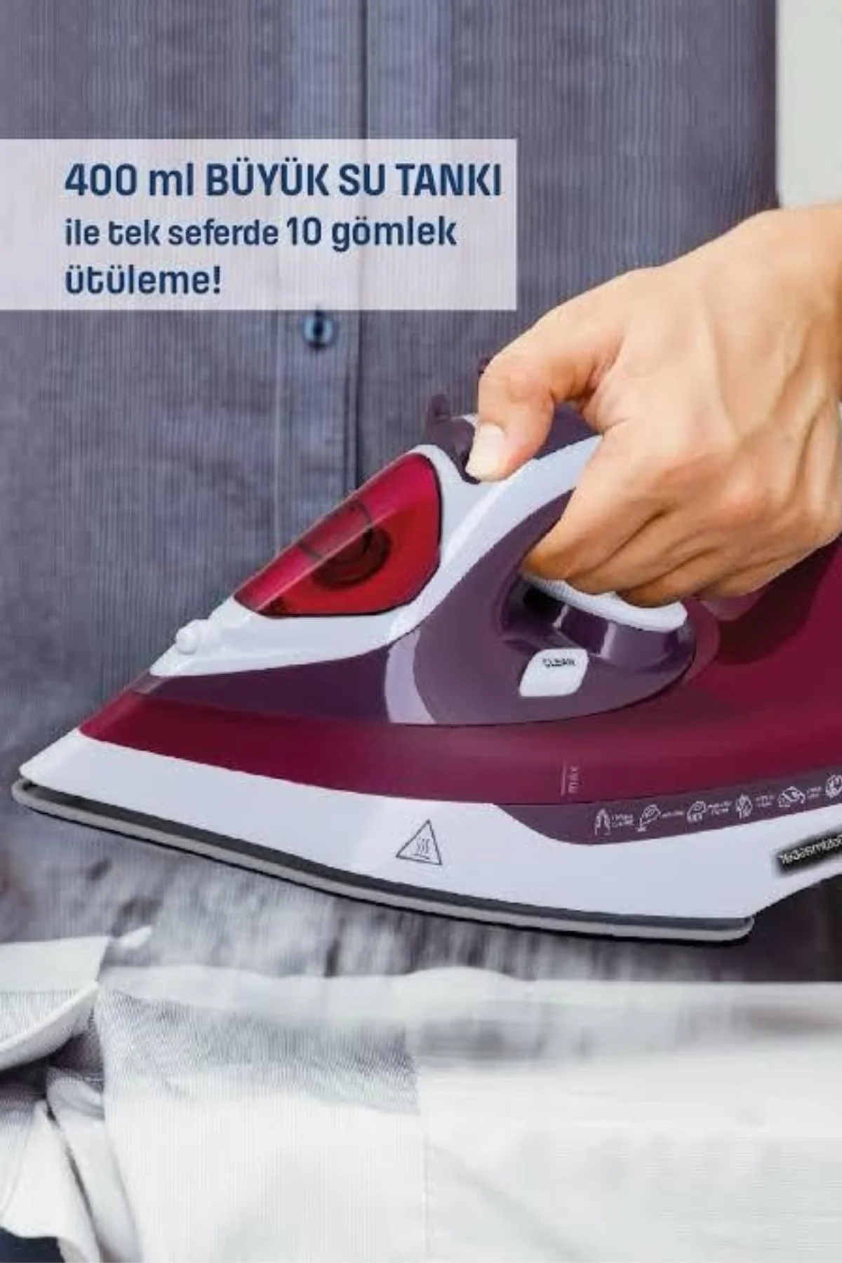 Yeni Nesil Kırmızı Buharlı Ütü 2200 Watt Seramik Tabanlı Yüksek Buhar Gücü - Just Cheap Store Görsel 2