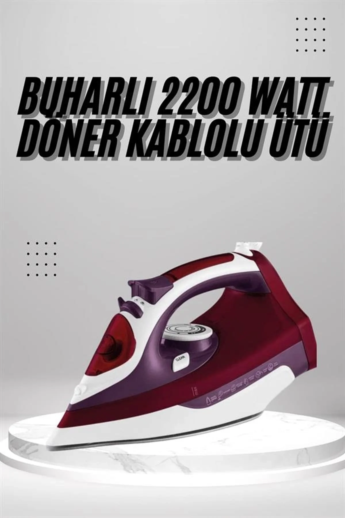 Seramik Tabanlı Kırmızı 2200 Watt Şok Buharlı Ütü Yeni Nesil - Just Cheap Store Görsel 2