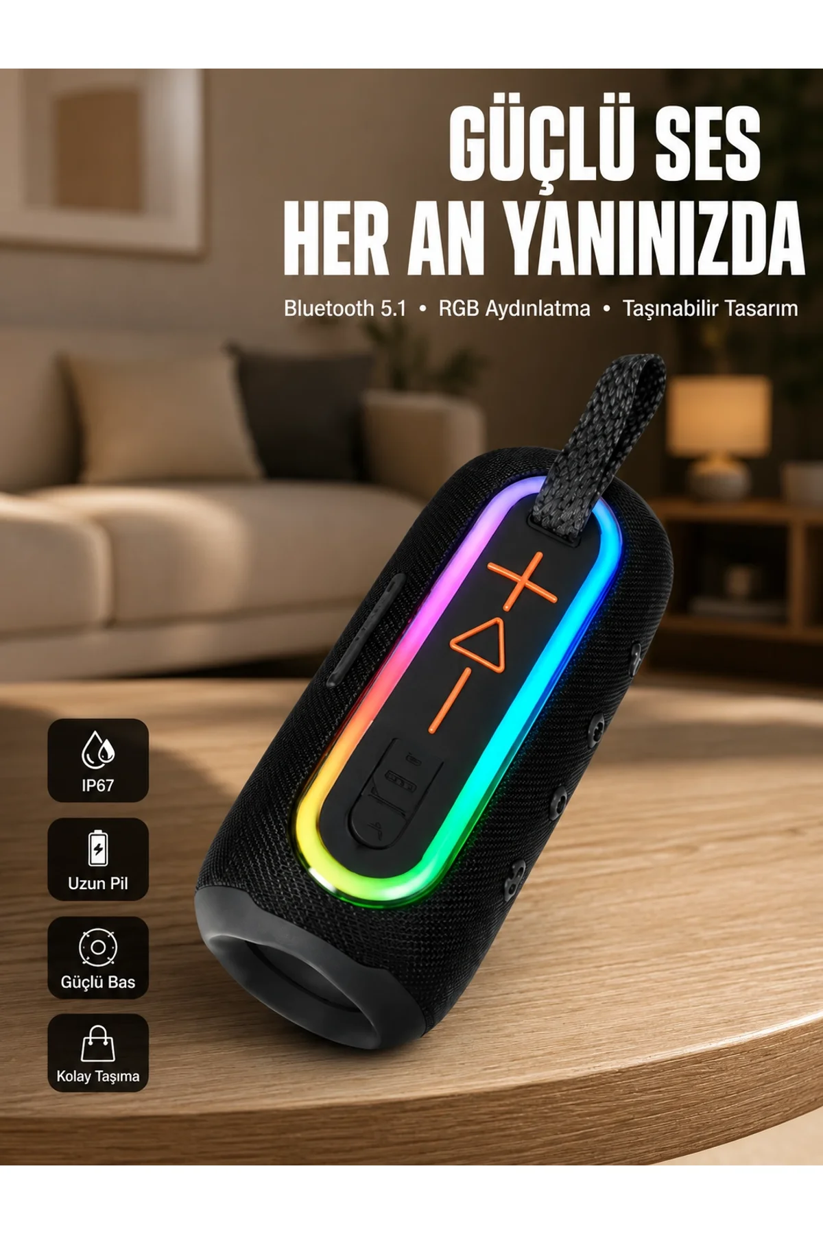 Uzun Pil Ömürlü Bluetooth 5.1 Hoparlör Yeni Nesil