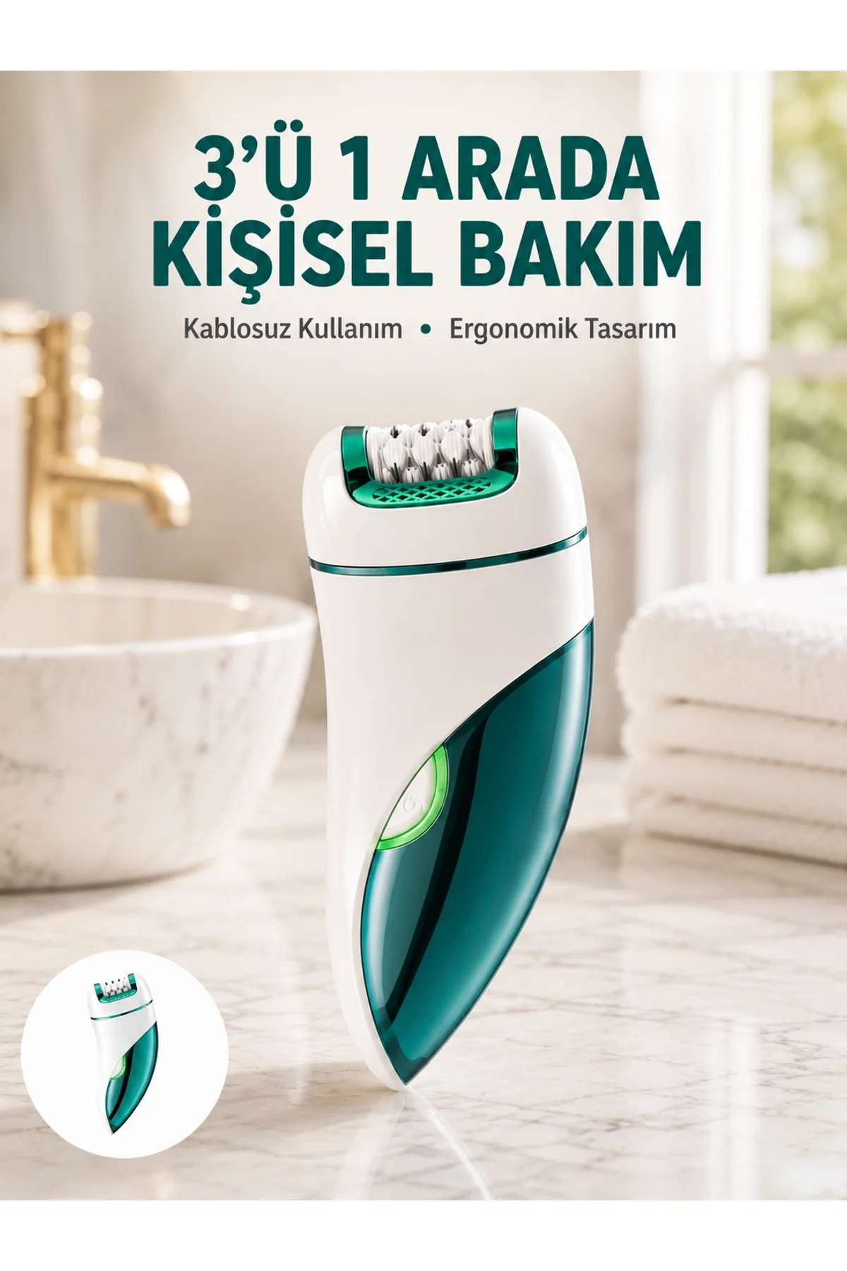 Çok Fonksiyonlu Epilatör 600mah 90 Dakika Kullanım Led Metal Başlık Su Geçirmez Yeni Nesil