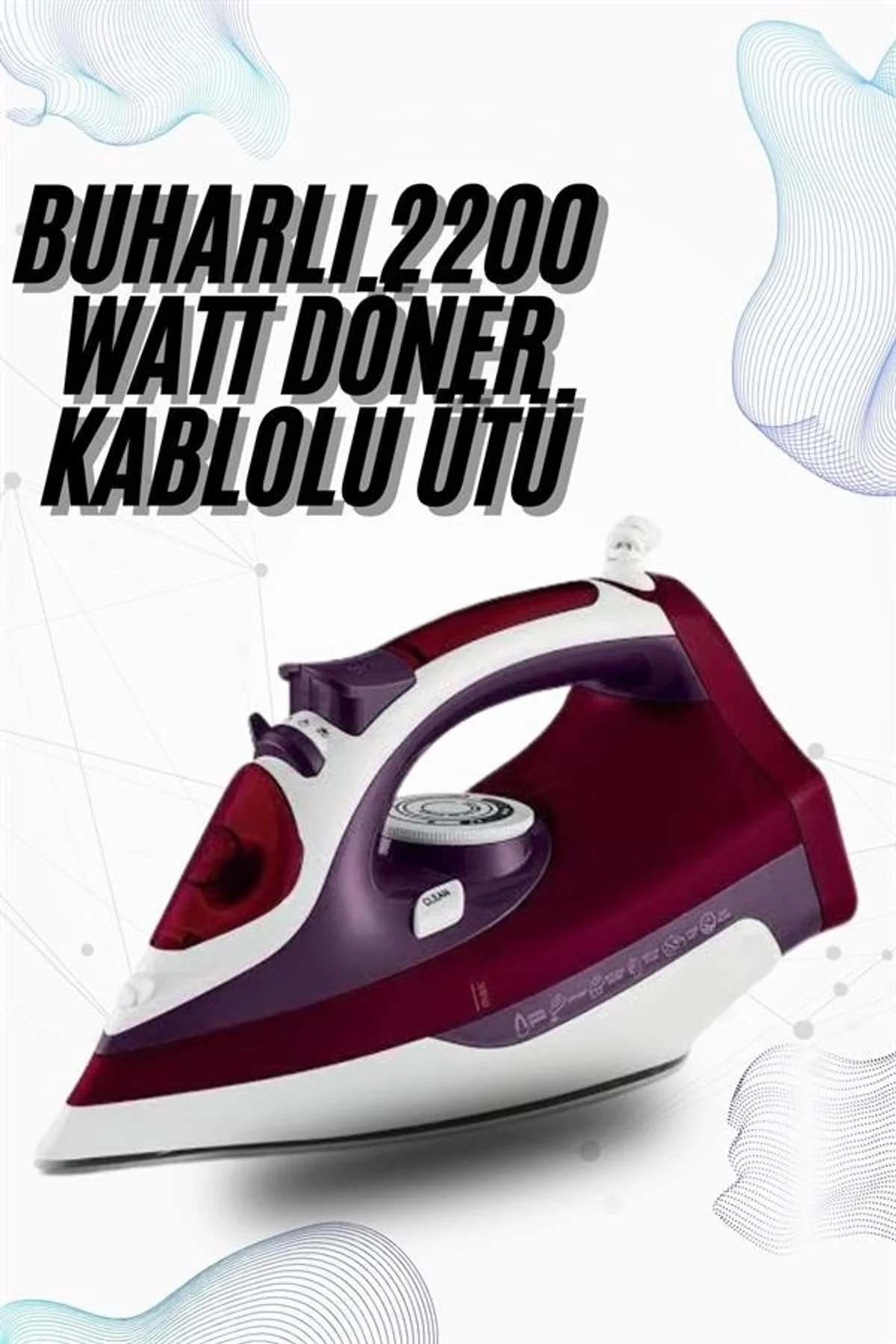 Buharlı Kablolu Ütü 2200 Watt Kireçlenme Önleyici Şok Buharlı Yeni Nesil - Just Cheap Store Görsel 2