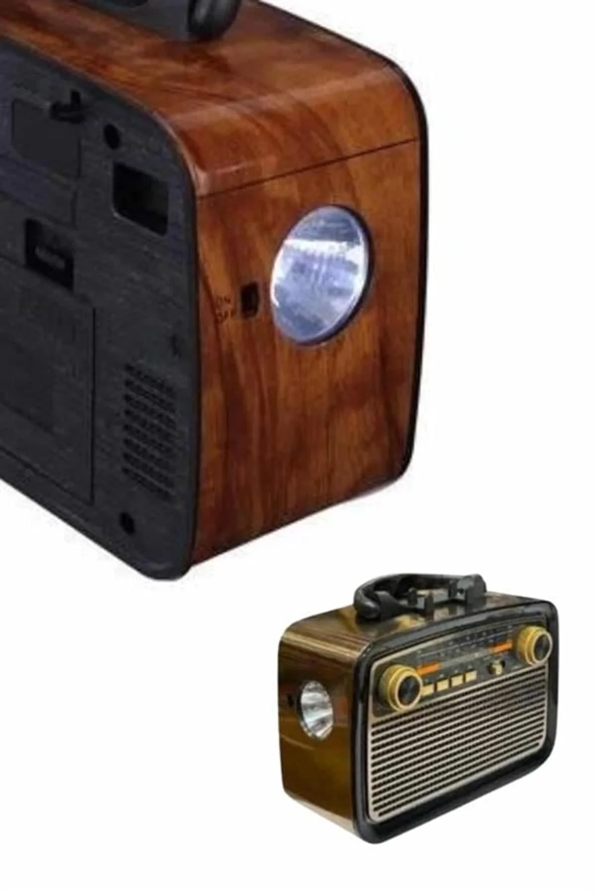 Nostaljik Görünümlü Ahşap Radyo Tf Sd Usb Girişli Led Fener Işıklı - Just Cheap Store Görsel 4