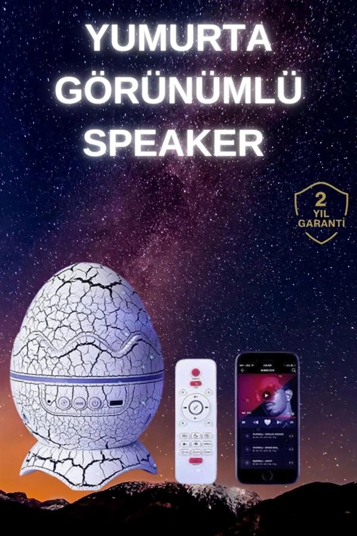 Yumurta Şeklinde Su Dalgalı Bluetooth Speaker Lamba Renkli Şarjlı Yeni Nesil - Just Cheap Store Görsel 2