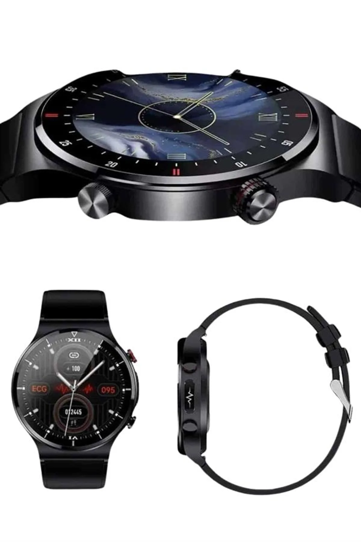 Amoled Ekran Metal Deri Silikon Kordonlu Uyku Ve Sağlık Takibi - Just Cheap Store Görsel 3