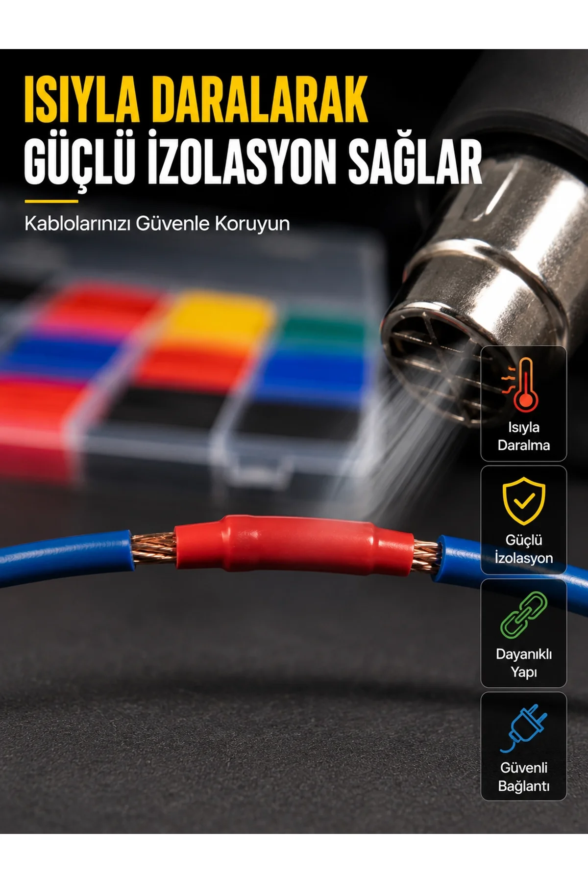 560 Makaron Seti Elektrik Ve Elektronik Kablo İzolasyon Tamir Seti