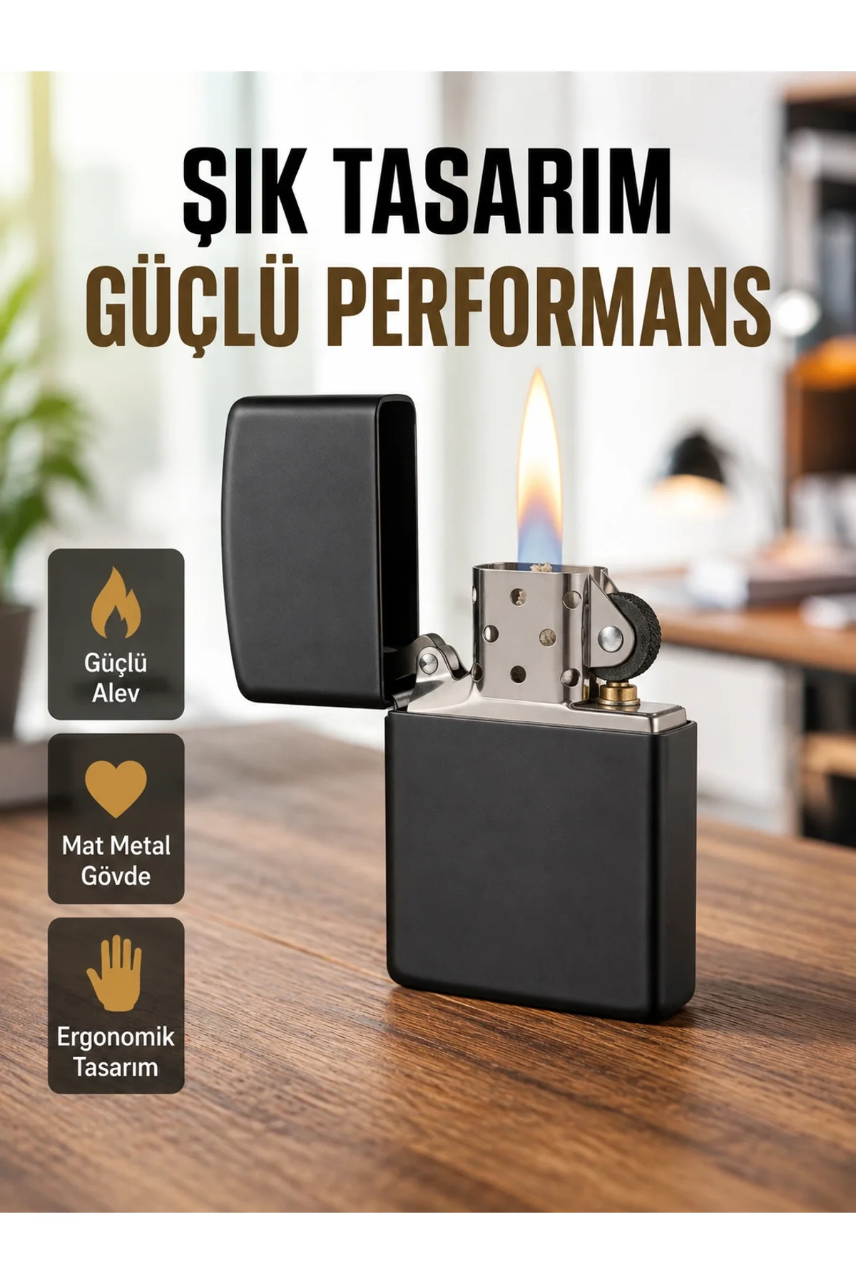 Tasarım Metal Çakmak Minimal Mat Yüzeyli Ve Şık Görünümlü