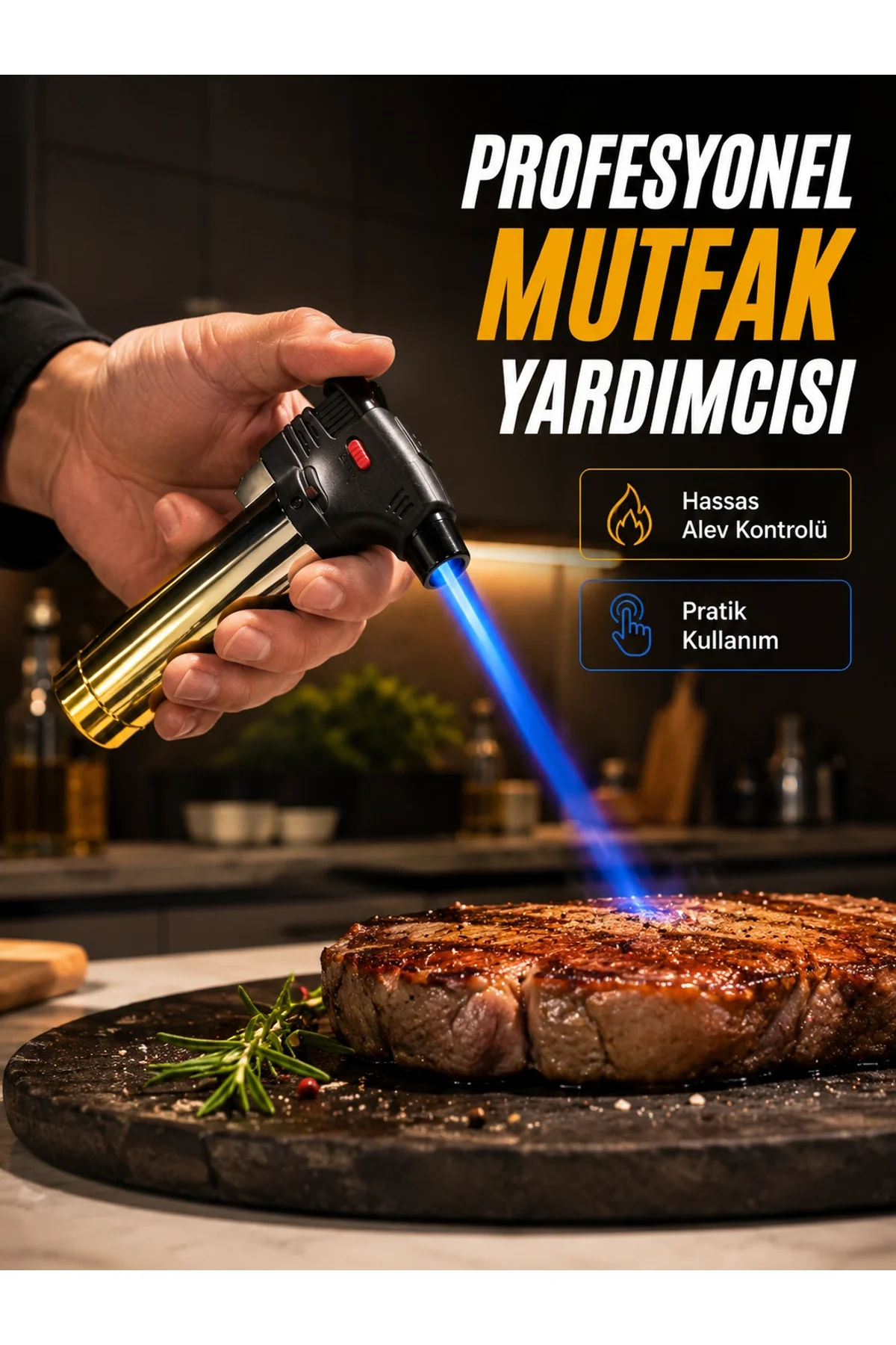 Rüzgar Ateşli Pürmüz Çakmak Ayarlanabilir Alev Güçlü Jet Alevli Gazlı Çakmak