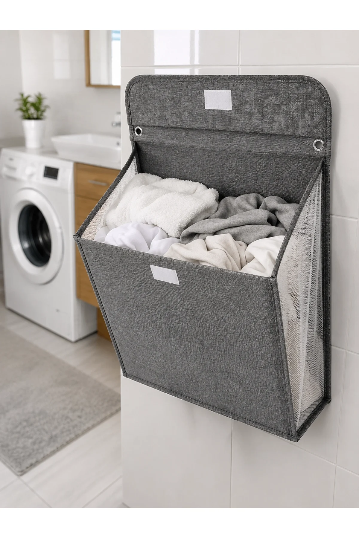 Katlanır Duvar Askılı Çamaşır Sepeti Geniş İç Hacimli Banyo Düzenleyici - Just Cheap Store Görsel 4