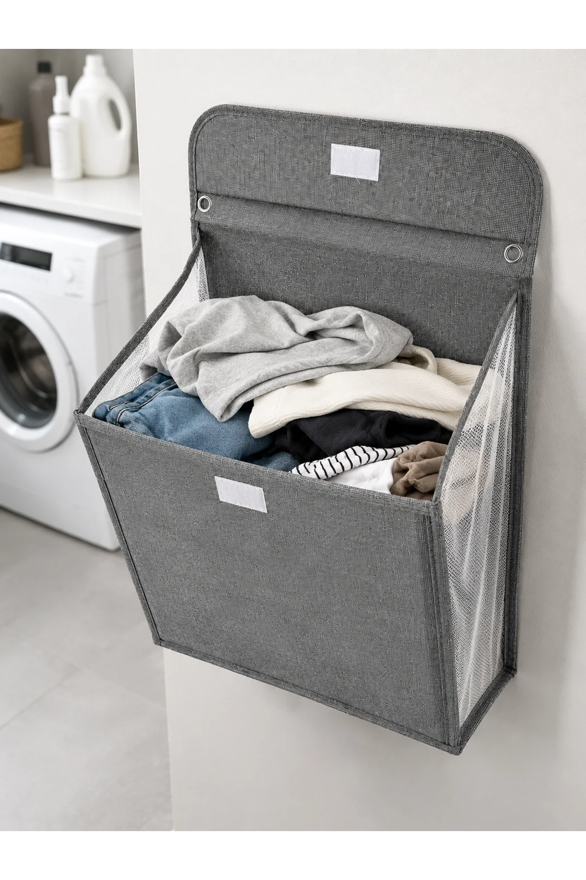 Katlanır Duvar Askılı Çamaşır Sepeti Geniş İç Hacimli Banyo Düzenleyici - Just Cheap Store Görsel 5