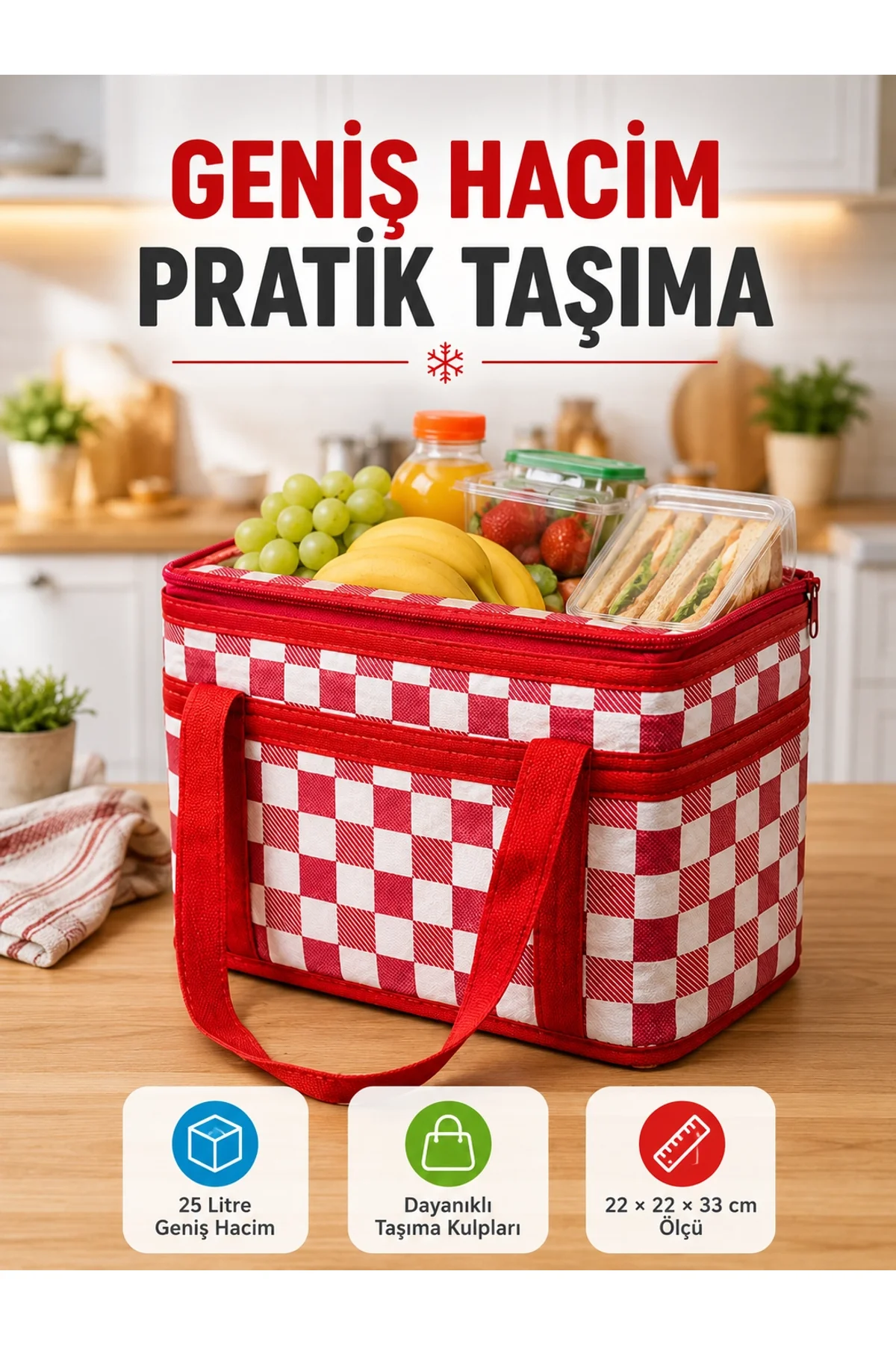 Isı Yalıtımlı Termos Piknik Çantası Geniş Hacimli Soğuk Ve Sıcak Taşıma Çantası