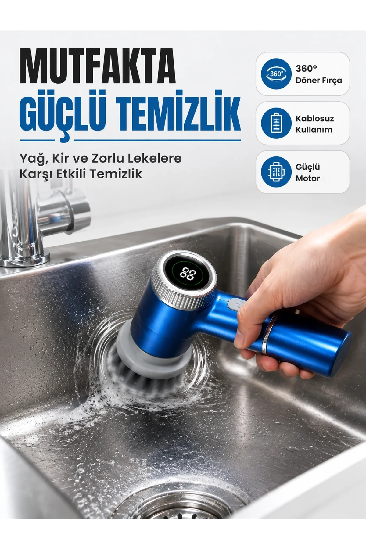 Dijital Göstergeli Şarjlı Temizlik Fırçası İle Konforlu Kullanım Deneyimi