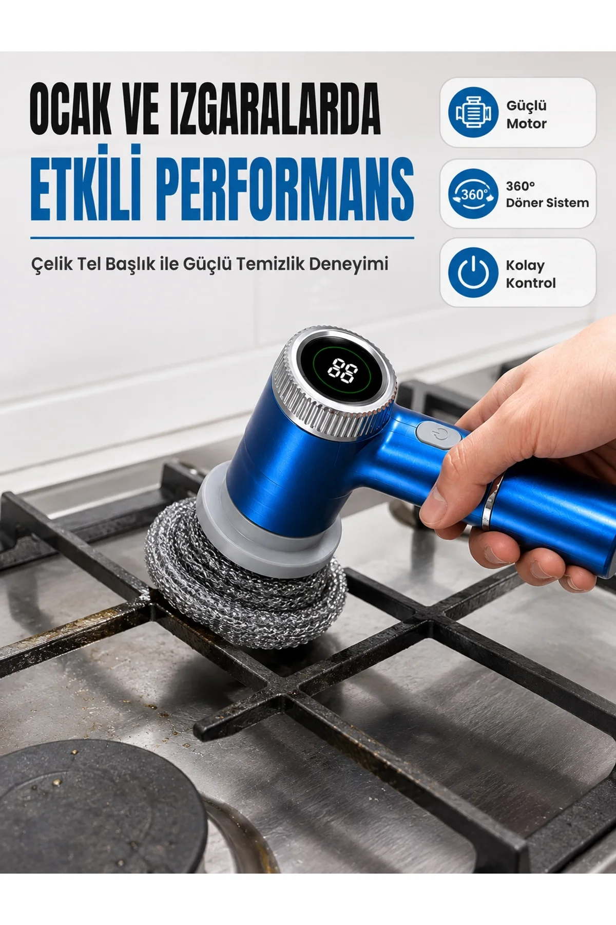 5 Farklı Değiştirilebilir Başlık İle Her Yüzey İçin Etkili Temizlik