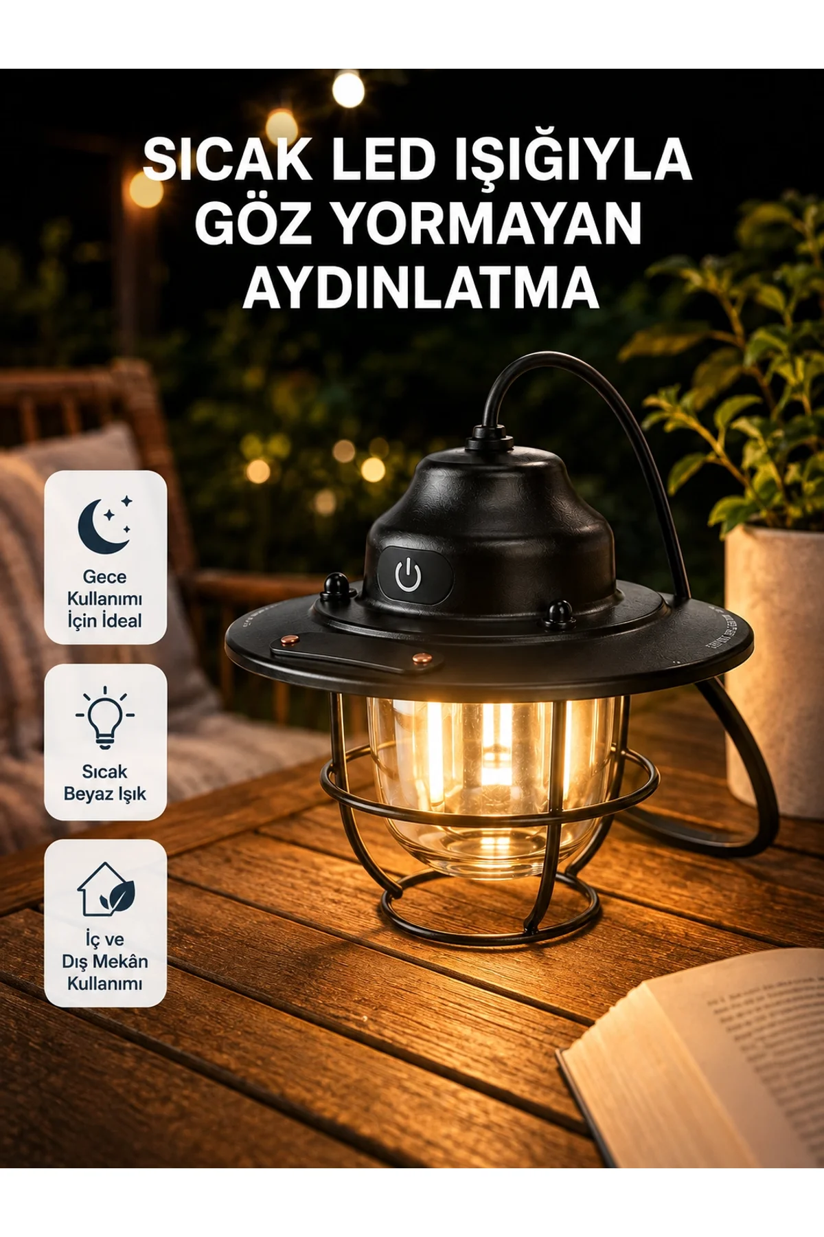 Taşınabilir Retro Çam Konisi Kamp Lambası Gece Işığı Su Geçirmez