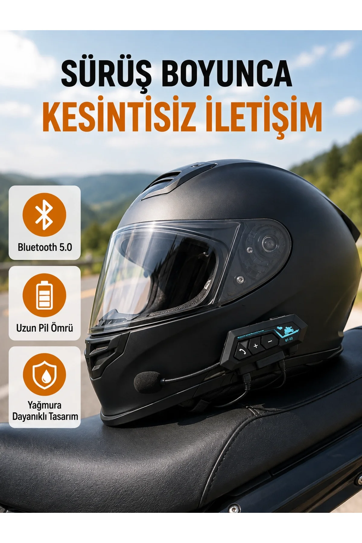 Motosiklet Kask Kulaklığı Bluetooth 5.0 Gürültü Önleme Ve Hızlı Bağlantı Yeni Nesil