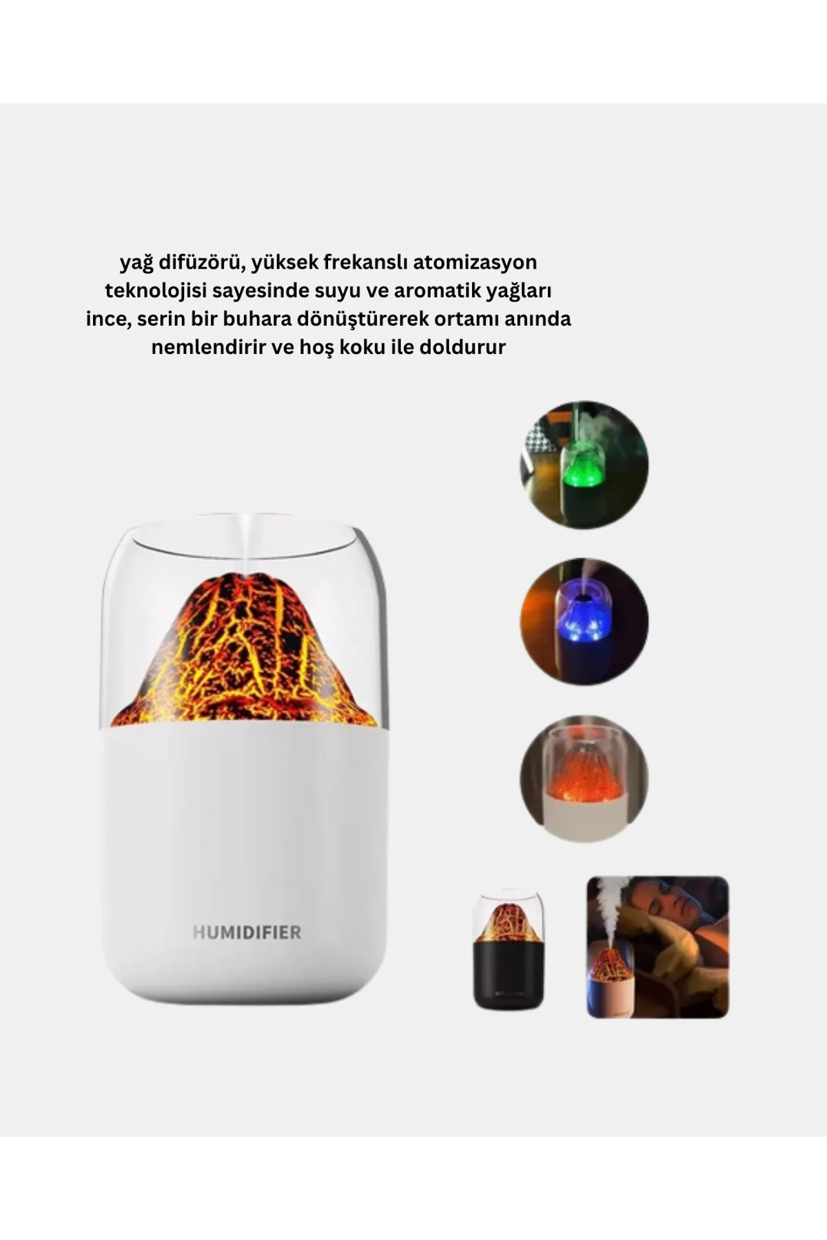 Alev Efektli Ultrasonik Uçucu Yağ Difüzörü 280ml Su Tanklı Ve Sessiz Çalışma Özellikli - Just Cheap Store Görsel 5