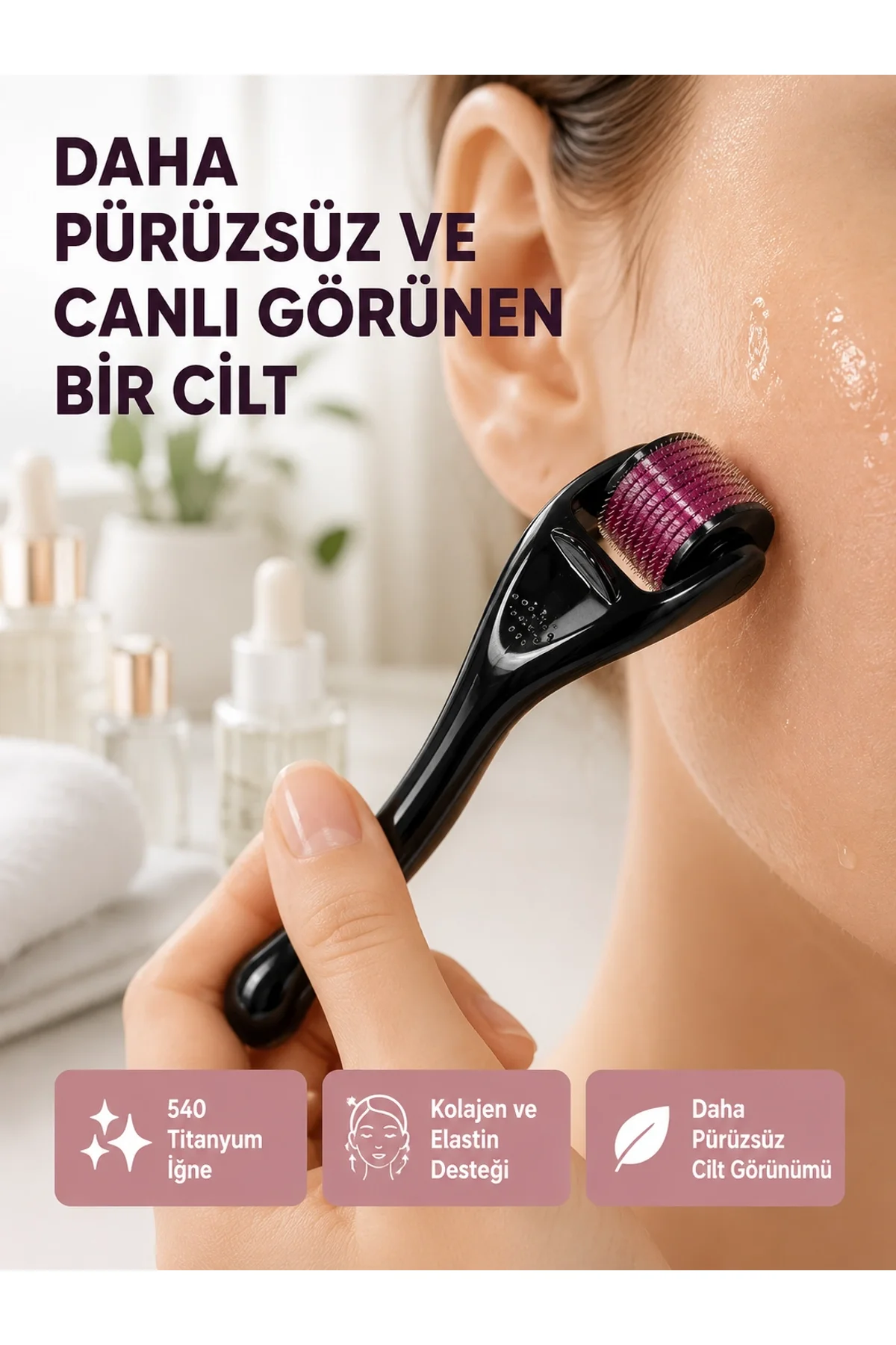 Dermaroller Titanyum 540 İğneli 1 Mm Cilt Yenileme Ve Anti Aging Etkisi