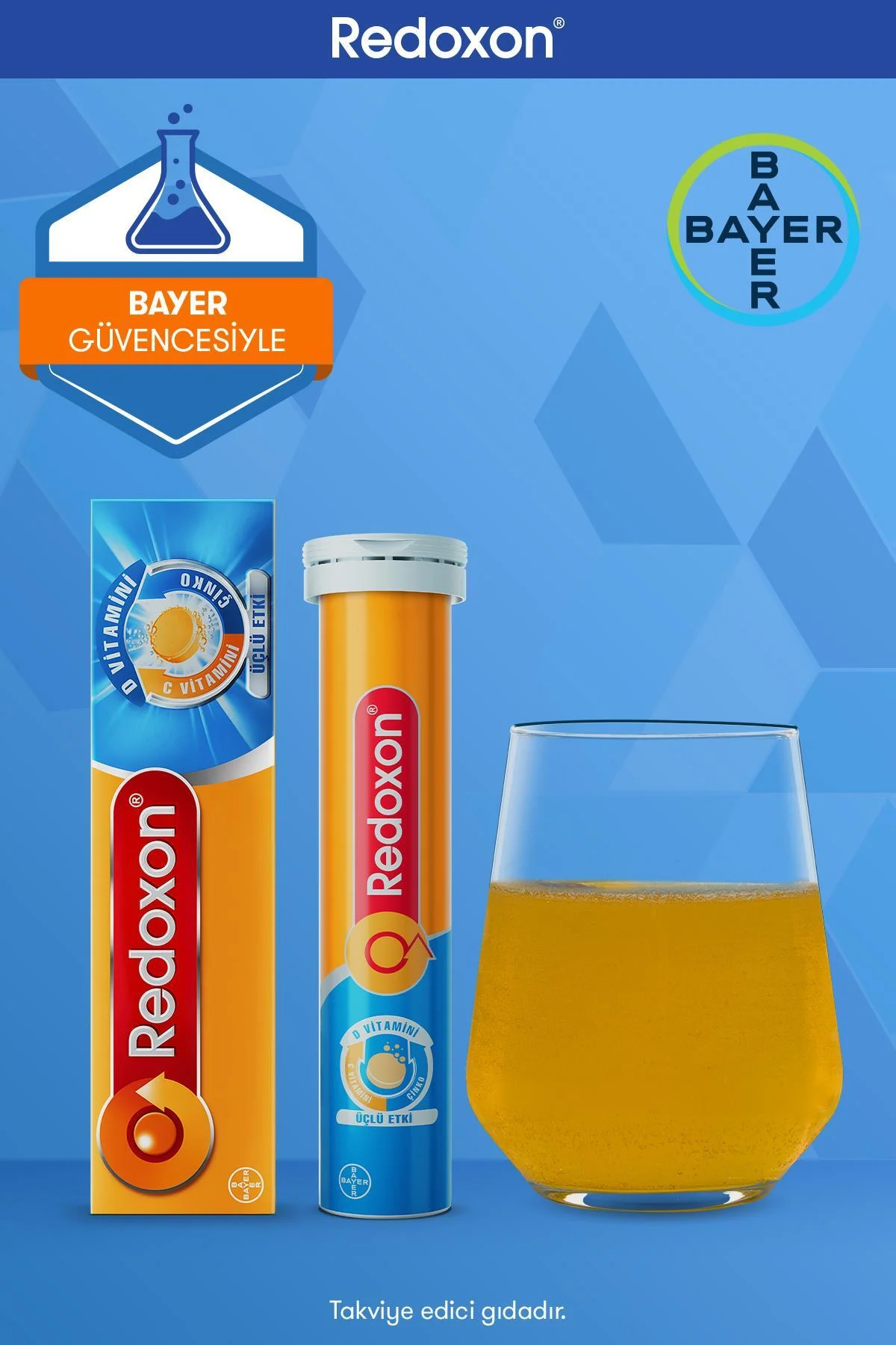 Üçlü Etki 15 Efervesan Tablet I 1000 mg C Vitamini, D Vitamini ve Çinko İçeren Takviye Edici - Redoxon Görsel 6