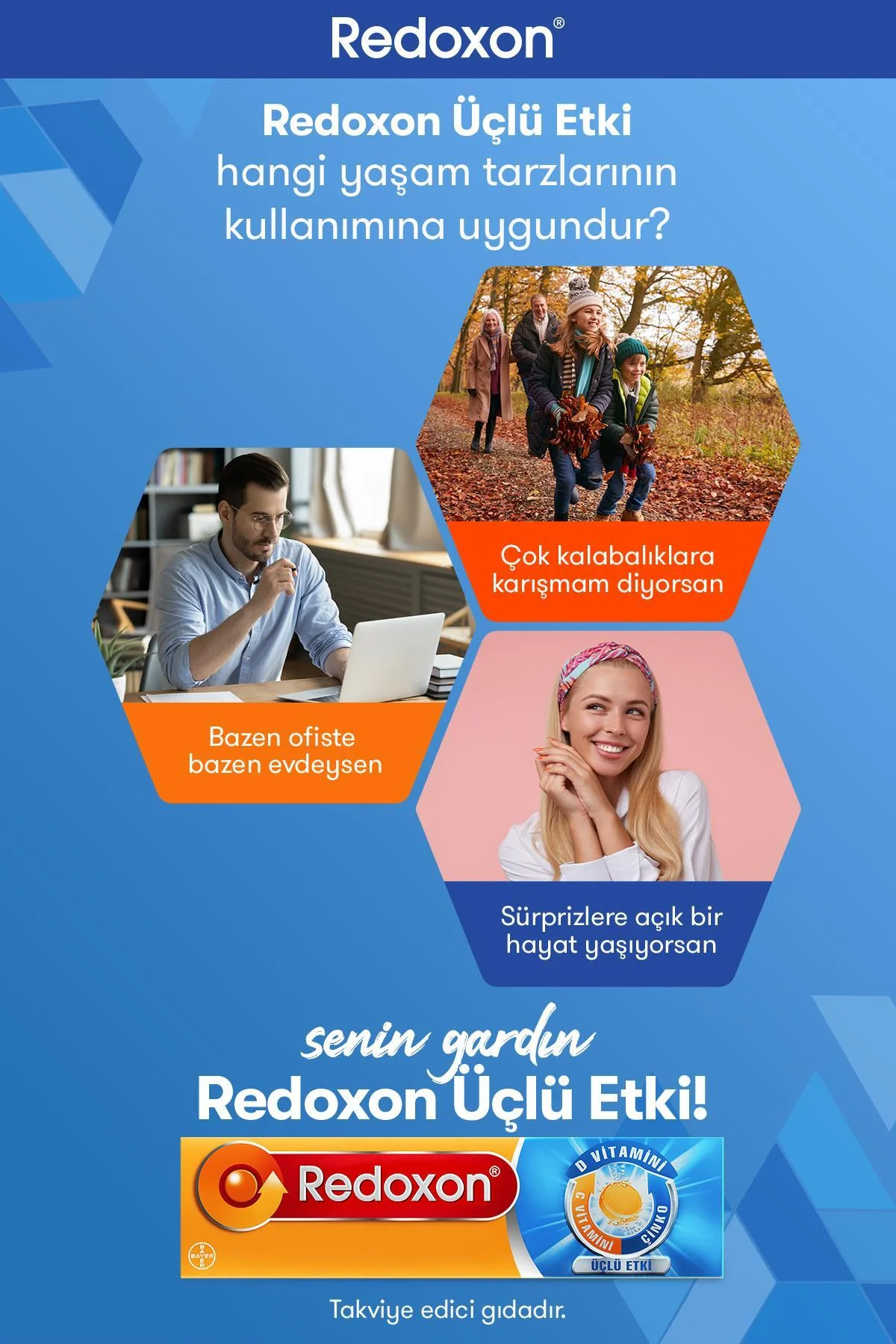 Üçlü Etki 15 Efervesan Tablet I 1000 mg C Vitamini, D Vitamini ve Çinko İçeren Takviye Edici - Redoxon Görsel 8