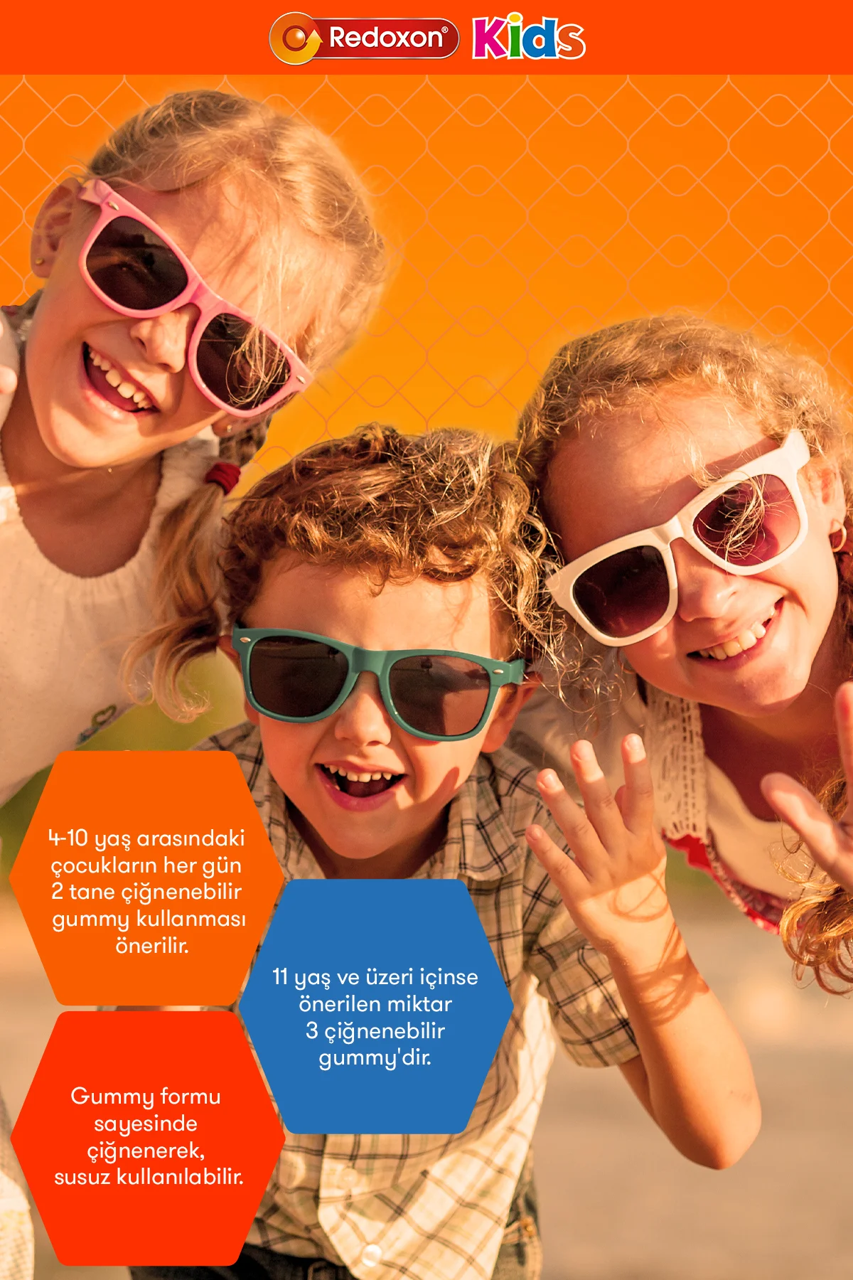 Kids Çiğnenebilir C Vitamini, D Vitamini ve Çinko Takviye Edici Gıda 60 adet - Redoxon Görsel 4