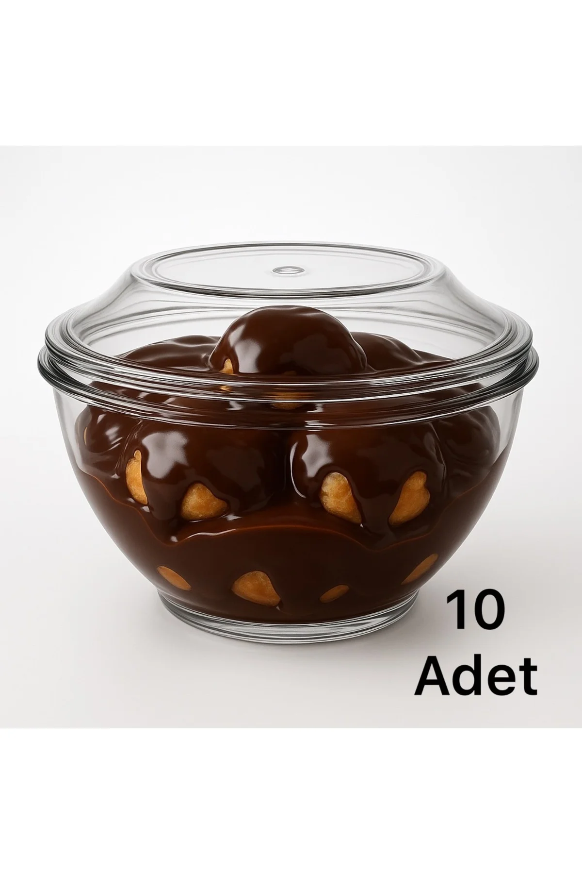 Kapaklı Tatlı Kabı (Profiterol,Aşure,Supangle) Sert Plastik Mika 220 cc Sütlü Tatlı Kasesi 10 Ade