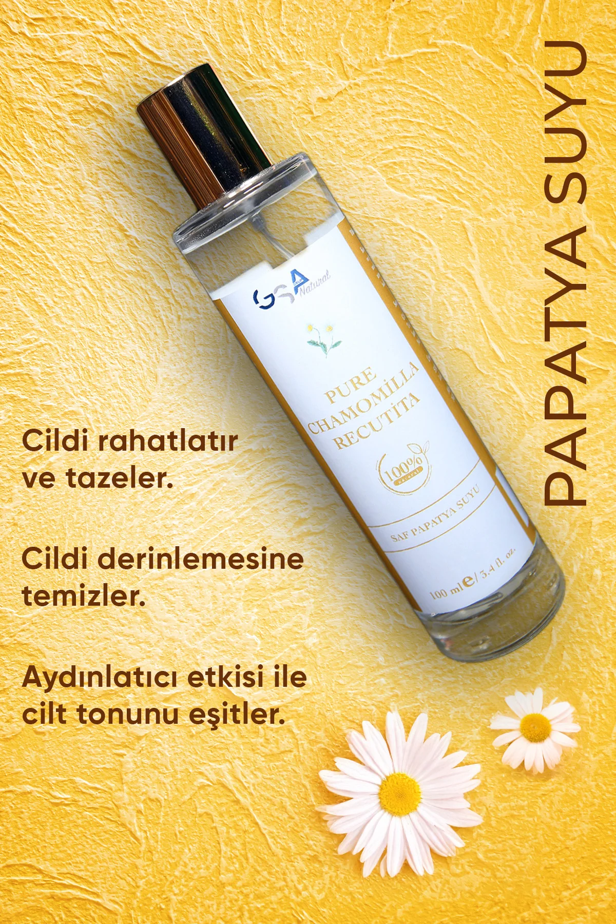 SAF PAPATYA SUYU SAÇ VE YÜZ TONİĞİ %100 DOĞAL 100ML - GSA NATURAL Görsel 2