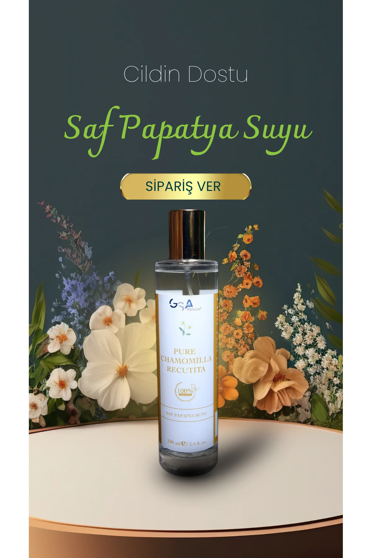 SAF PAPATYA SUYU SAÇ VE YÜZ TONİĞİ %100 DOĞAL 100ML
