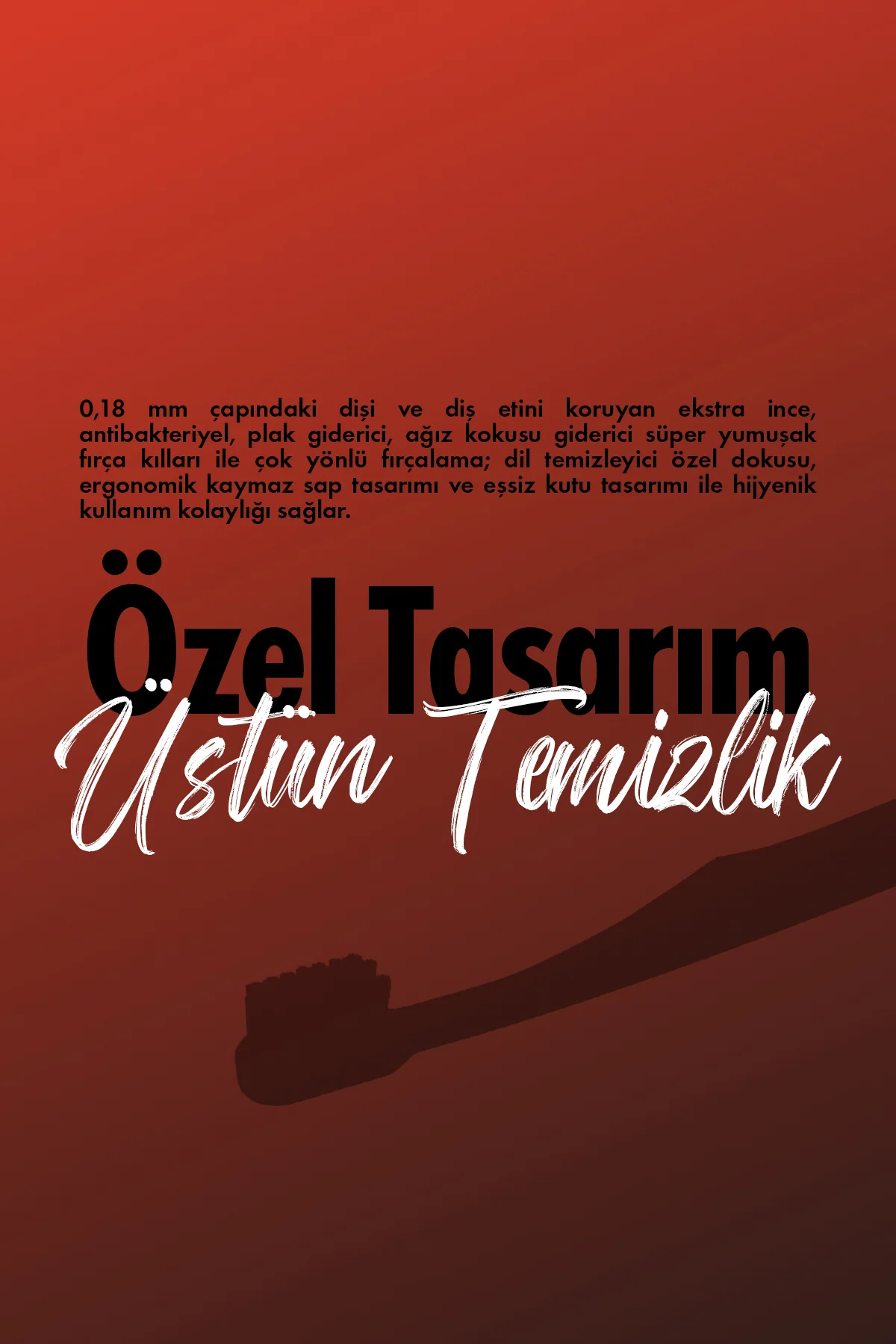 Ortodontik Diş Fırçası 4000 | Fda Onaylı,bpa Içermez,diş Teli Temizliği | 0,12 Mm Fırça Kılı, Bordo - Glimo Görsel 3