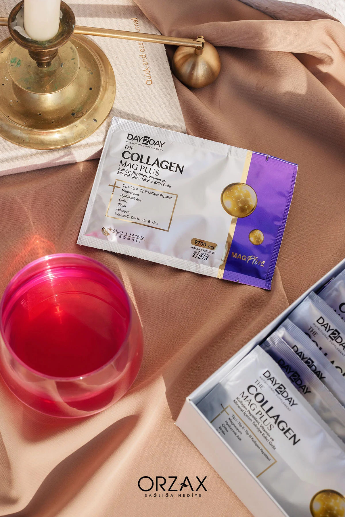 The Collagen Mag Plus Tip 1-2-3 Kolajen-Çilek Karpuz-Magnezyum,HA,C-D3-K2-B5-B6-B12 Vitamin 30Saşe - DAY2DAY Görsel 5