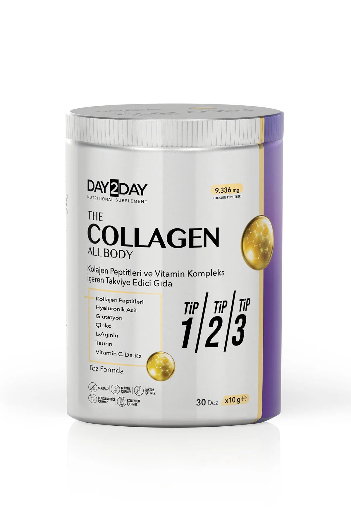 The Collagen All Body Tip 1/2/3 Kolajen-Glutatyon-Çinko, D3,K2,C Vitamini-Taurin-L-Arjinin-HA 300gr - DAY2DAY Görsel 7