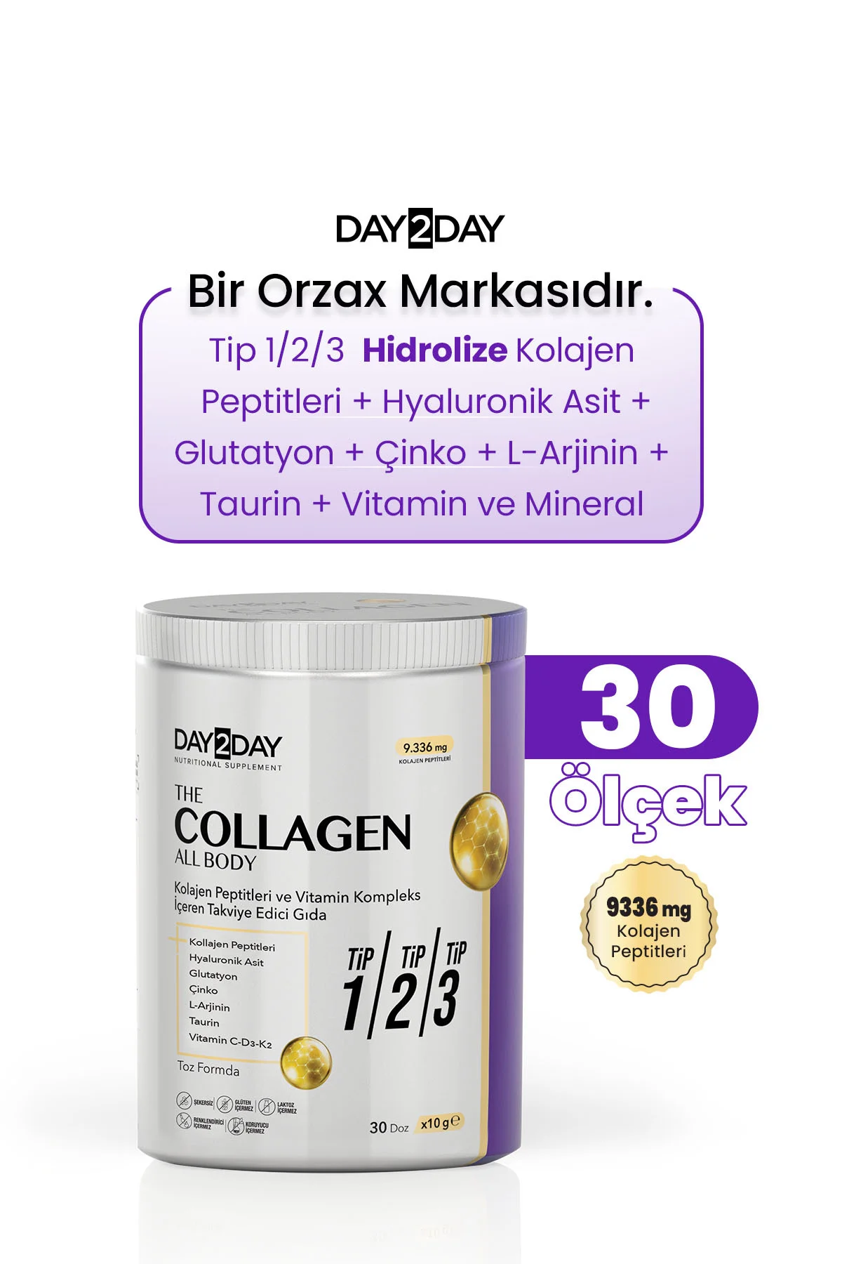 The Collagen All Body Tip 1/2/3 Kolajen-Glutatyon-Çinko, D3,K2,C Vitamini-Taurin-L-Arjinin-HA 300gr