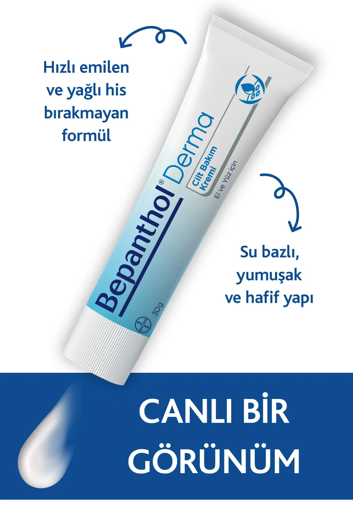 Cilt Bakım Kremi 30gr l Tüm Cilt Tiplerine Uygun, Günlük El ve Yüz Bakım, Günlük Vücut Bakım - Bepanthol Görsel 2