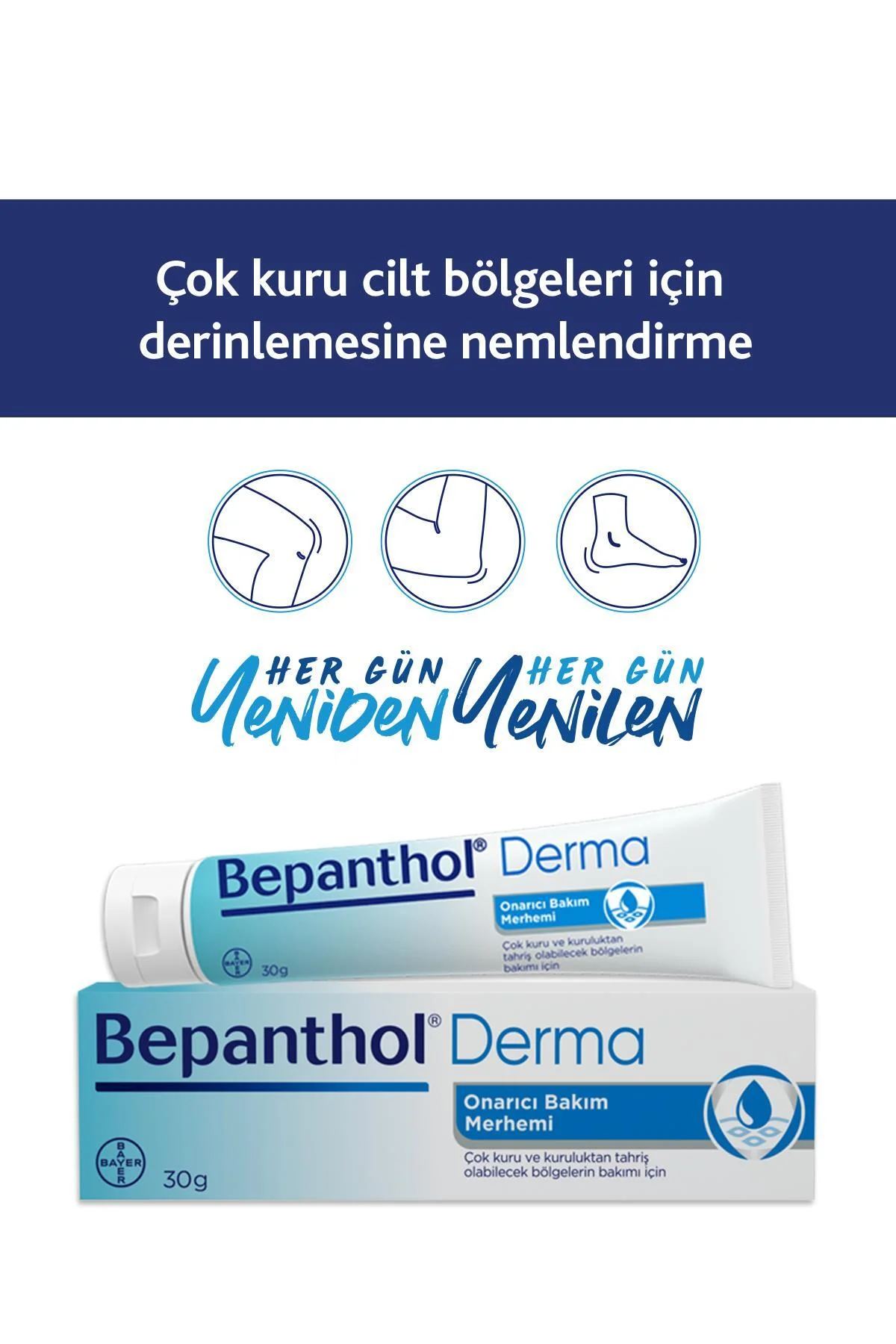 Onarıcı Merhem 30g Çok Kuru Ciltler, Tahrişe Yatkın Bölgeler, Günlük Vücut Bakım, Yoğun Nemlendirici - Bepanthol Görsel 3