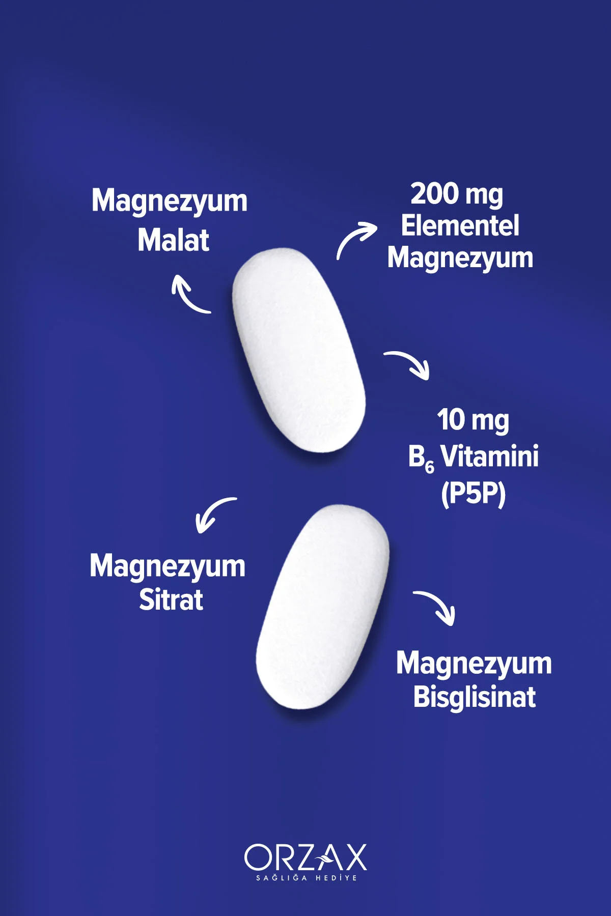 ExtraMag Üçlü Kombinasyon Magnezyum 200 mg Takviye Edici Gıda 60 Tablet - Ocean Görsel 3