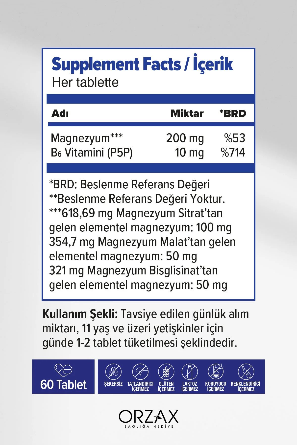 ExtraMag Üçlü Kombinasyon Magnezyum 200 mg Takviye Edici Gıda 60 Tablet - Ocean Görsel 2