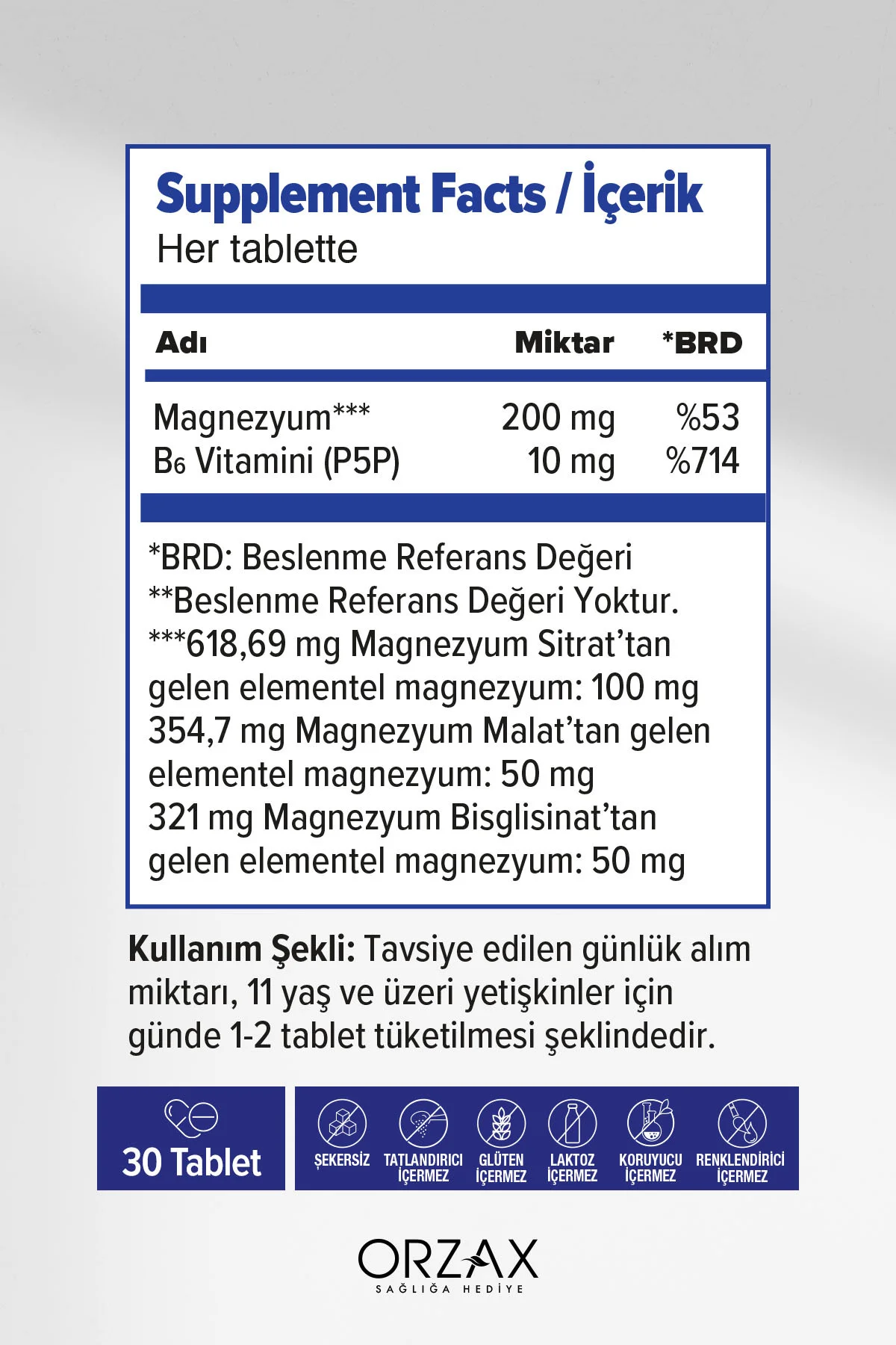 ExtraMag Üçlü Kombinasyon Magnezyum 200 mg Takviye Edici Gıda 30 Tablet - Ocean Görsel 2