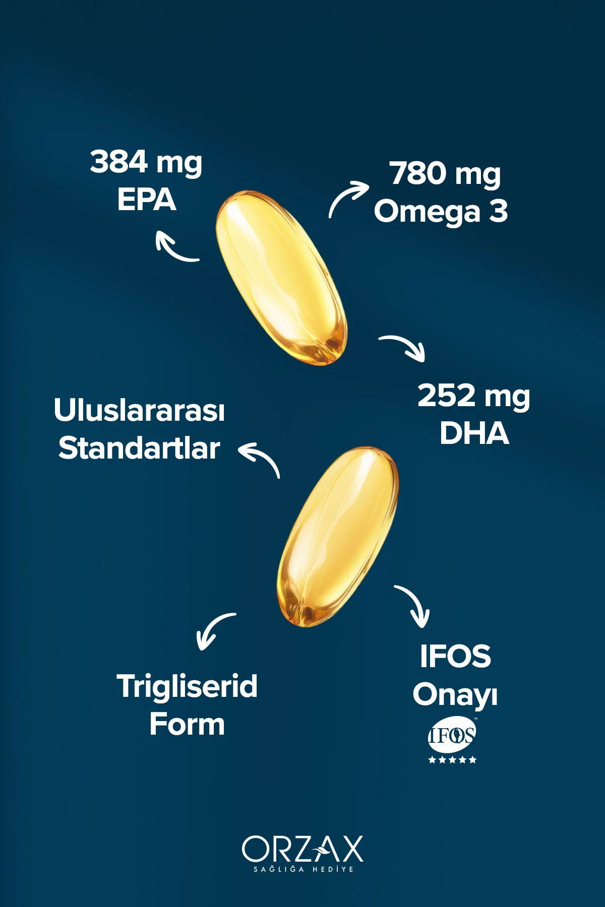 Orzax Plus 1200mg Omega 3 Saf Balık Yağı 30 Kapsül - Ocean Görsel 3