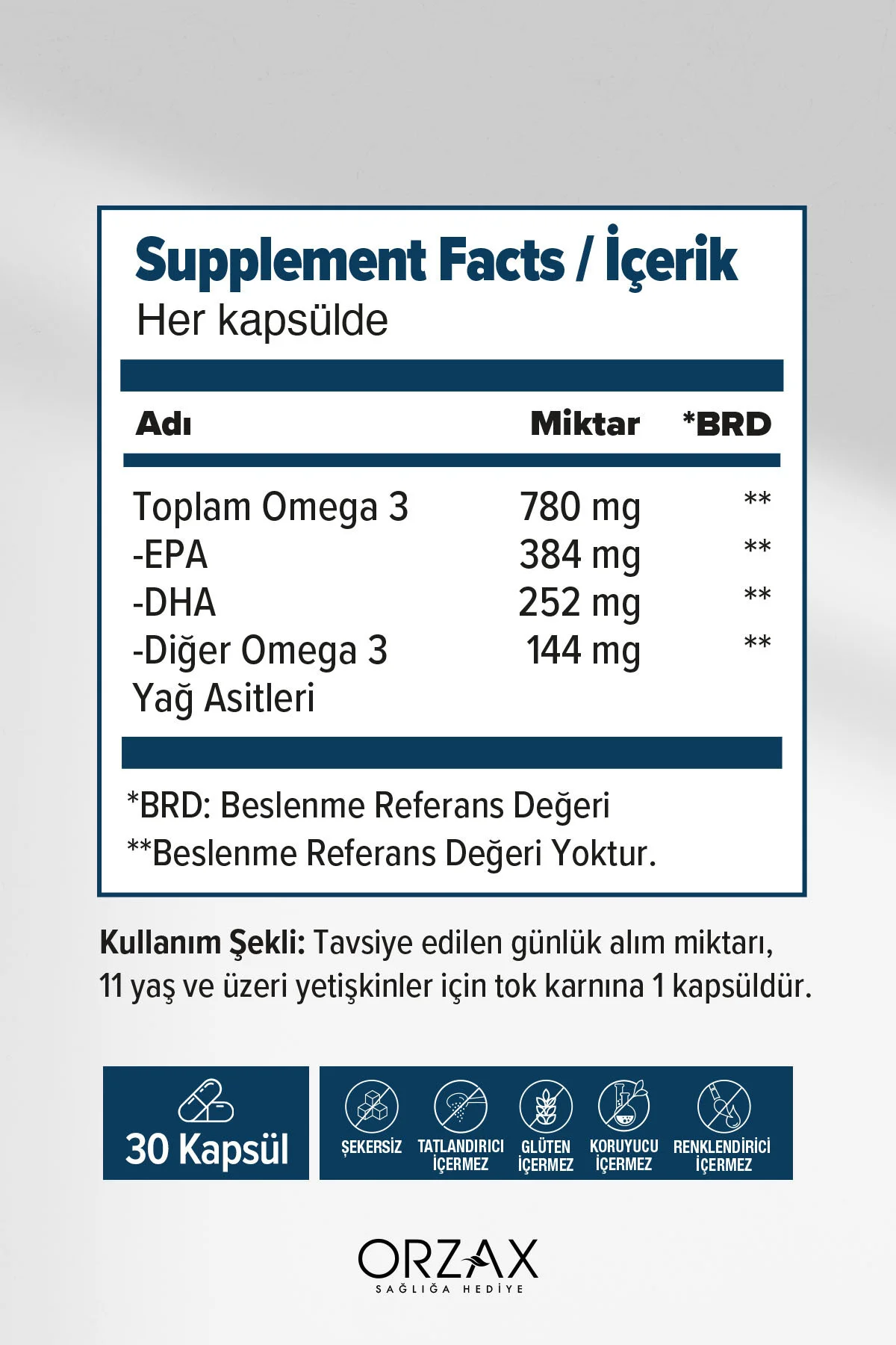 Orzax Plus 1200mg Omega 3 Saf Balık Yağı 30 Kapsül - Ocean Görsel 2